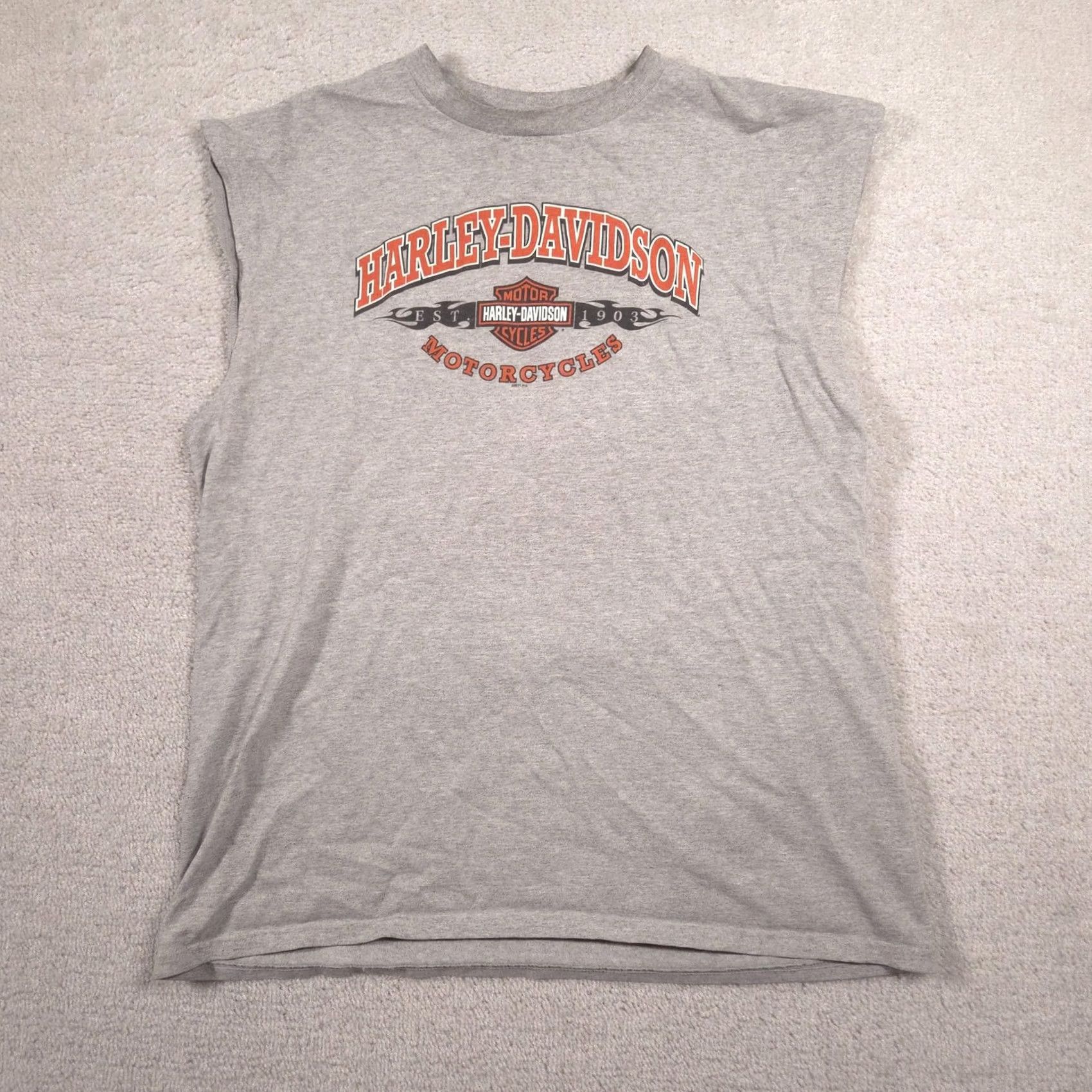 Harley Davidson Harley-Davidson Shirt Mens XL Gray Sleeveless Biker Tee Shirt Adult XL Gray Harley-Davidson Logo Graphics Back NEES Galesburg Illinois Vintage No Size US XL / EU 56 / 4 - 2 Thumbnail