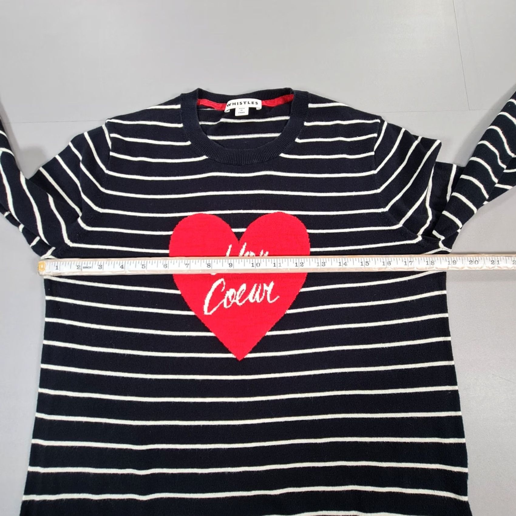 Whistles Whistles Jumper Navy Blue 12 UK Wool? No, Cotton Pullover Crew Neck Striped Mom Christmas 100% Cotton Women Regular Size XL / US 12-14 / IT 48-50 - 5 Thumbnail