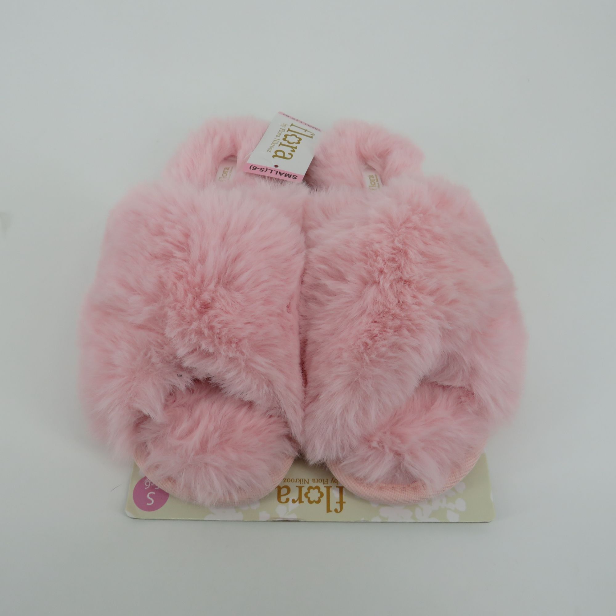 Other Flora By Flora Nikrooz Faux Fur Pink Crossband Womens Slippe Size US 5 / IT 35 - 2 Thumbnail