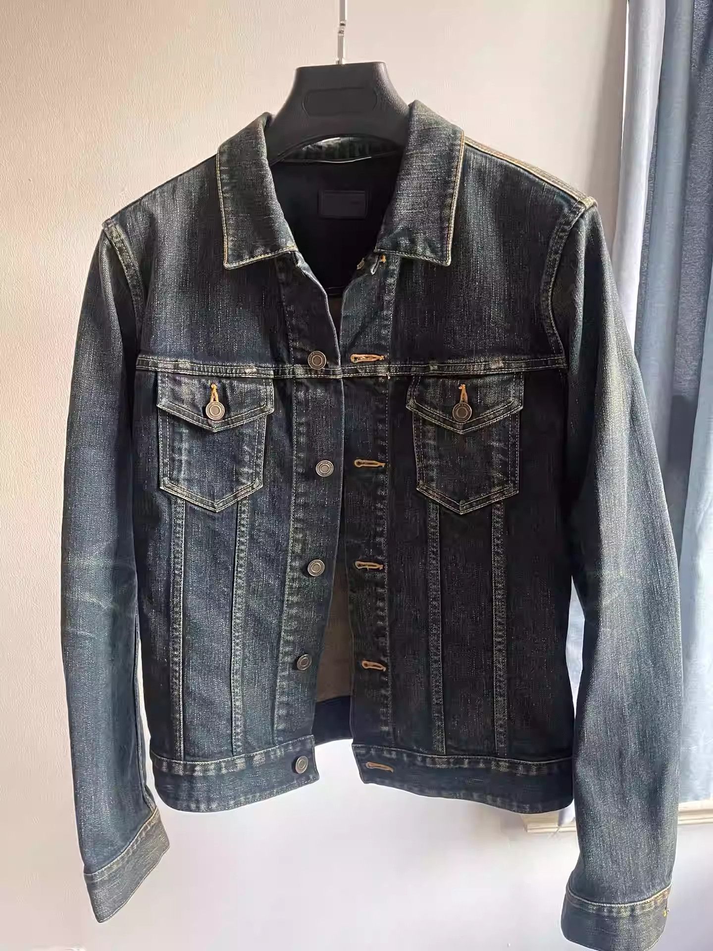 Saint Laurent Rhinestone Embroidered Denim Jacket - Main Image