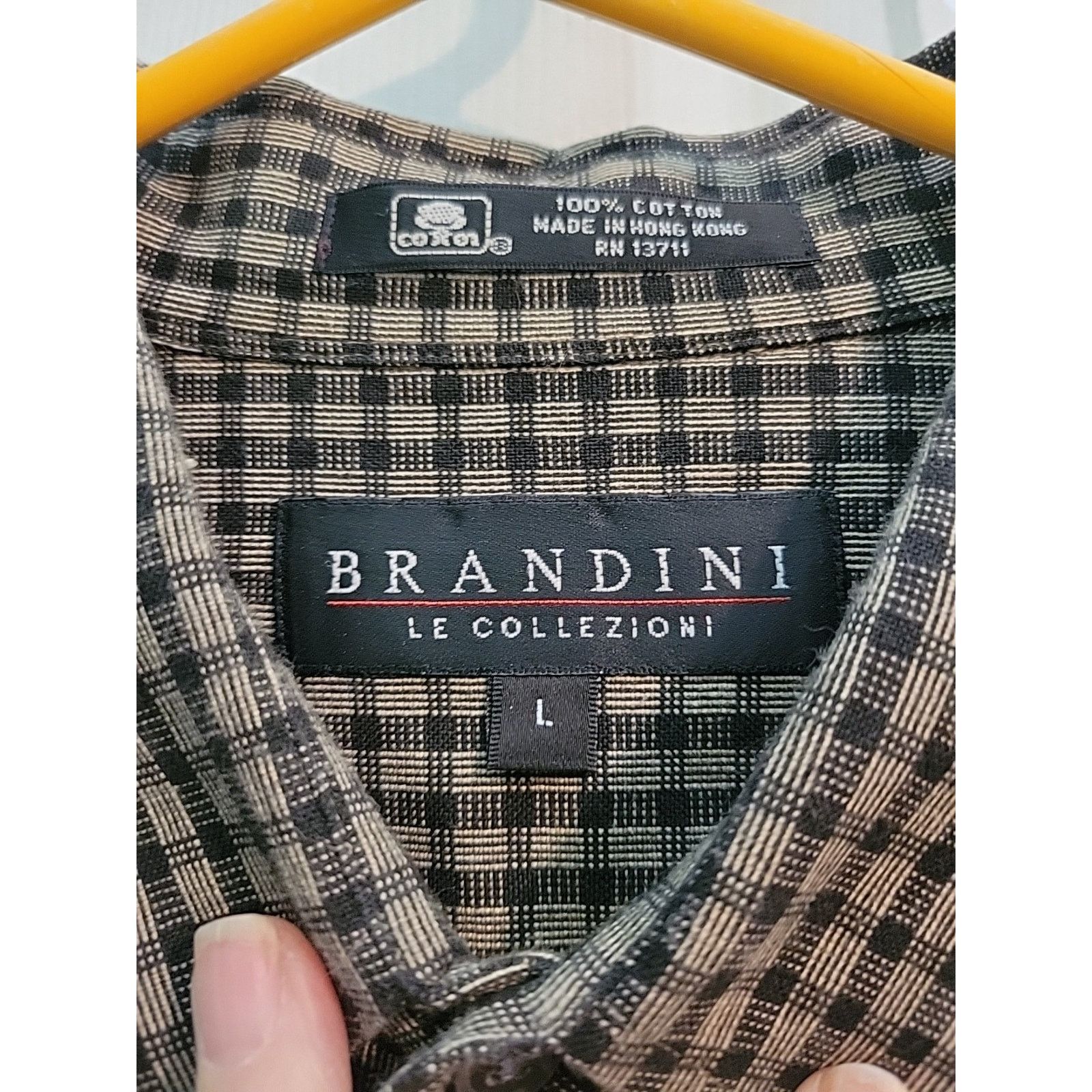 Brandini BRANDINI le collezioni Black Plaid Cotton LG Dress Shirt Size US L / EU 52-54 / 3 - 5 Thumbnail