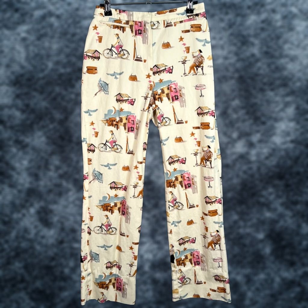 Nina Ricci Nina Ricci Womens Wide-Leg Pants Size 6 Beige Cotton Ankle Spring Summer Italy Countertop Size 28" / US 6 / IT 42 - 1 Thumbnail