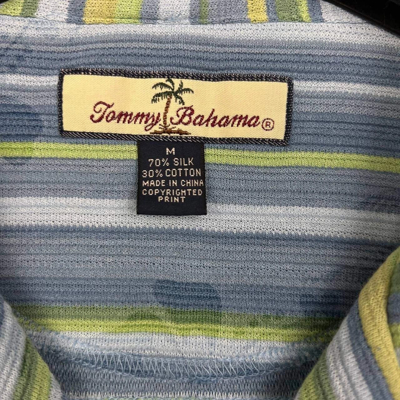 Tommy Bahama Tommy Bahama Button Up Shirt Men Green Striped Cotton Silk M Size US M / EU 48-50 / 2 - 3 Thumbnail