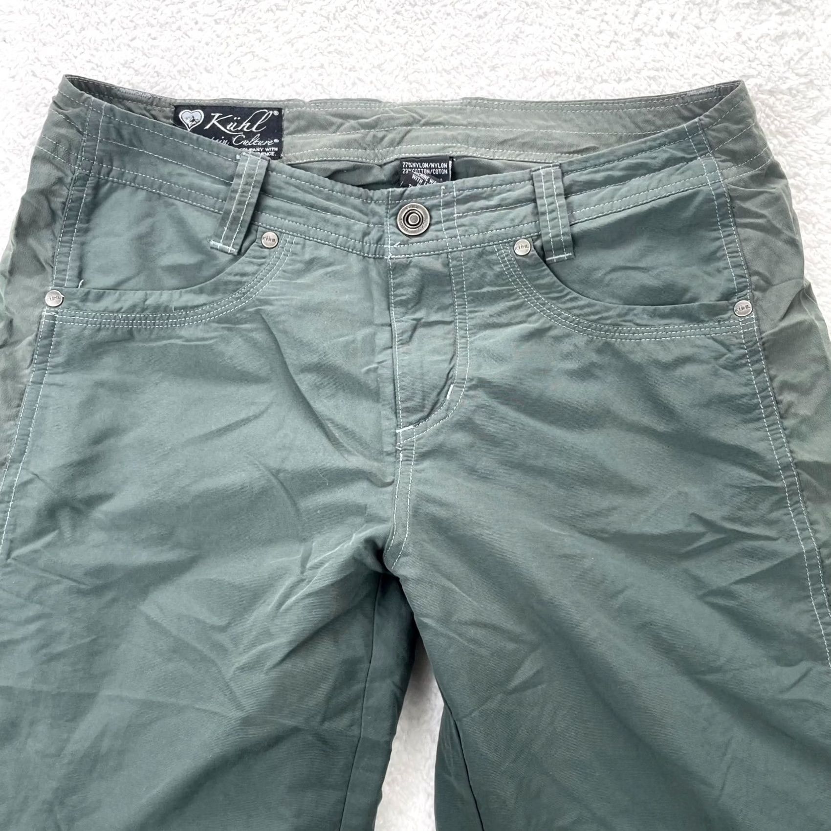 Vintage Kuhl Pants Womens 32x30 Gray Green Ripstop Convertible Hiking Outdoor MTB Shirt Size 24" / US 00 / IT 34 - 3 Thumbnail