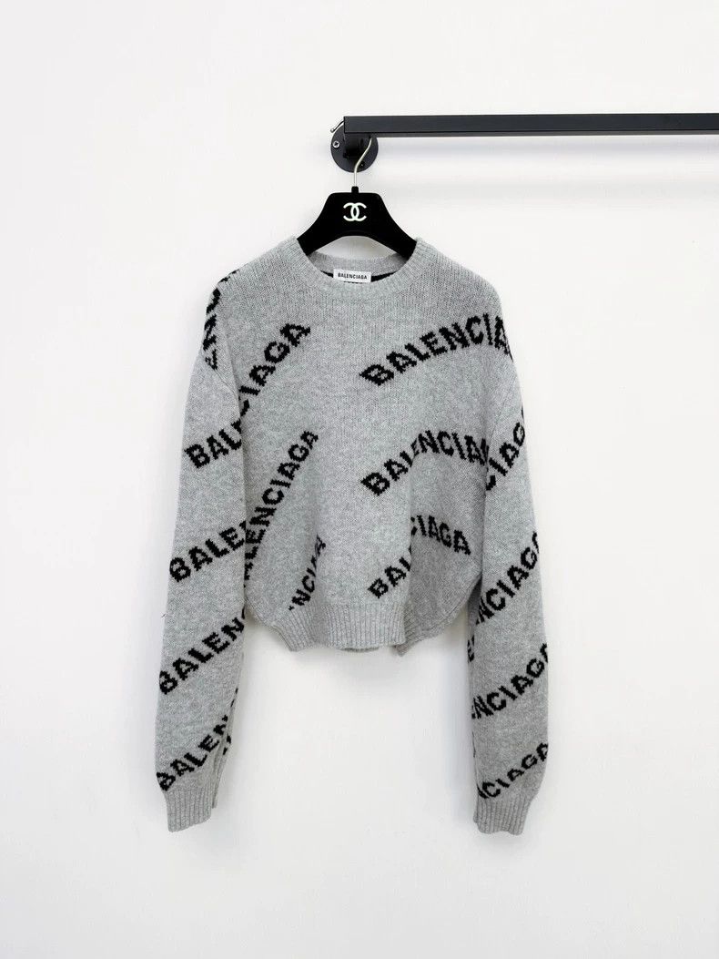 Balenciaga Balenciaga Logo Print Gray Sweater - dmc Size US L / EU 52-54 / 3 - 1 Thumbnail
