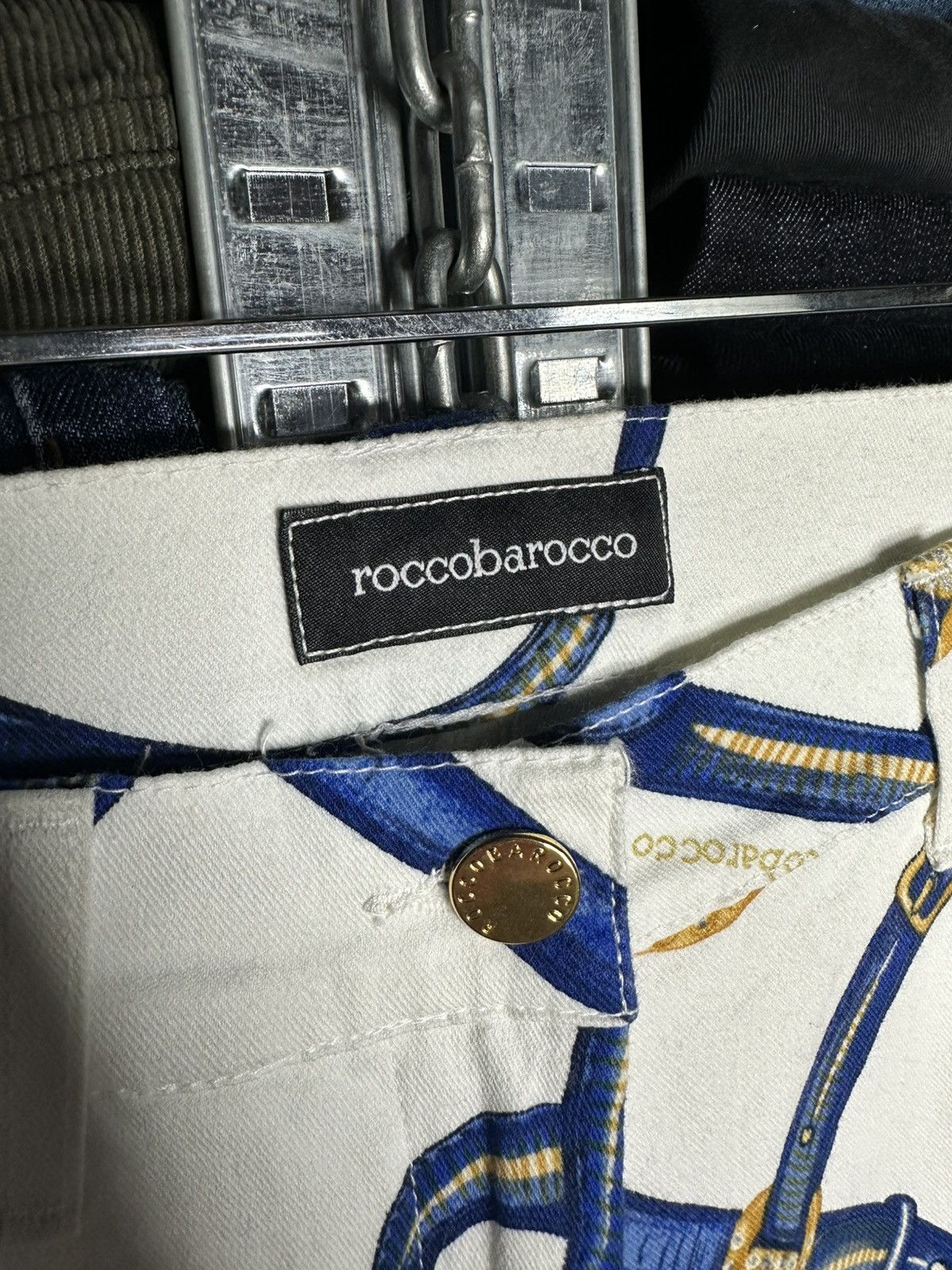 Other Roccobarocco Chain Print Flared Bootcat Pants Size 30" / US 8 / IT 44 - 4 Thumbnail