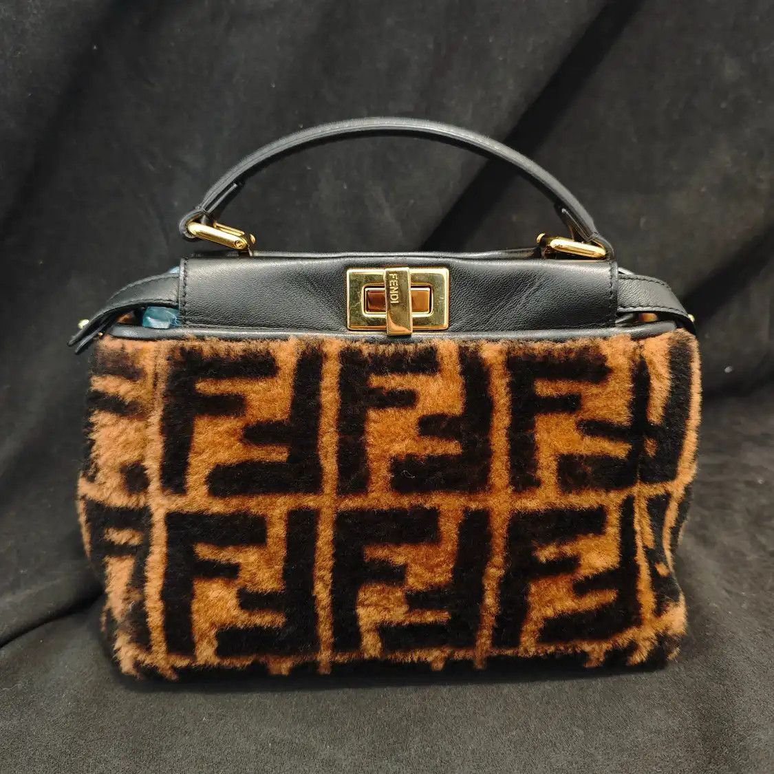 Fendi FENDI Peekaboo mini brown wool leather doubleF crossbody bag Size ONE SIZE - 1 Thumbnail