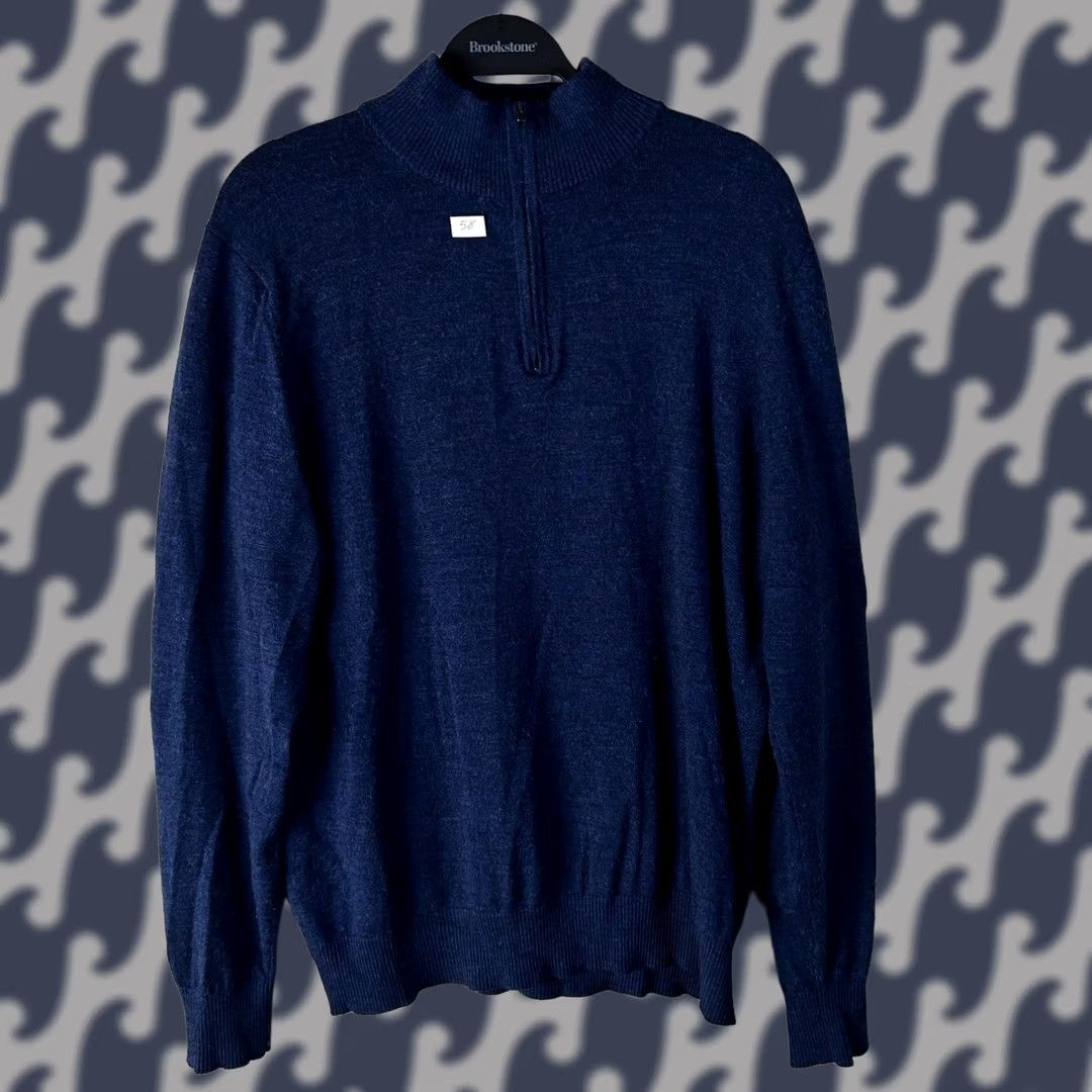 Tailorbyrd Tailorbyrd Sweater Mens Large Navy Blue Extra Fine Merino Wool Quarter Zip Size US L / EU 52-54 / 3 - 1 Thumbnail