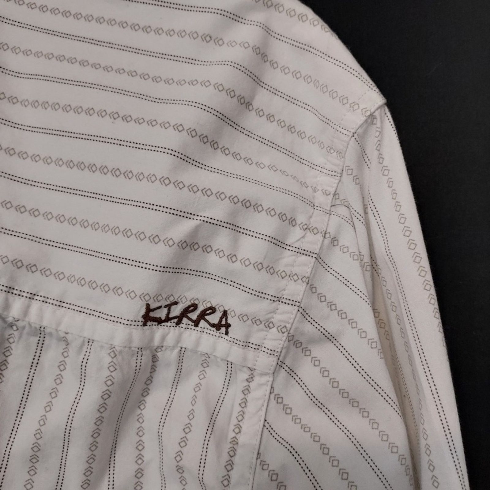 Kirra Kirra Men’s Cotton White Geometric Striped Button Up Shirt Size US L / EU 52-54 / 3 - 6 Thumbnail