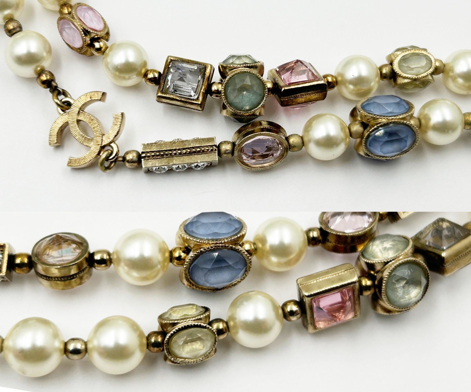 Chanel Chanel Gold CC Pastel Gemstone Long Necklace Size ONE SIZE - 4 Thumbnail