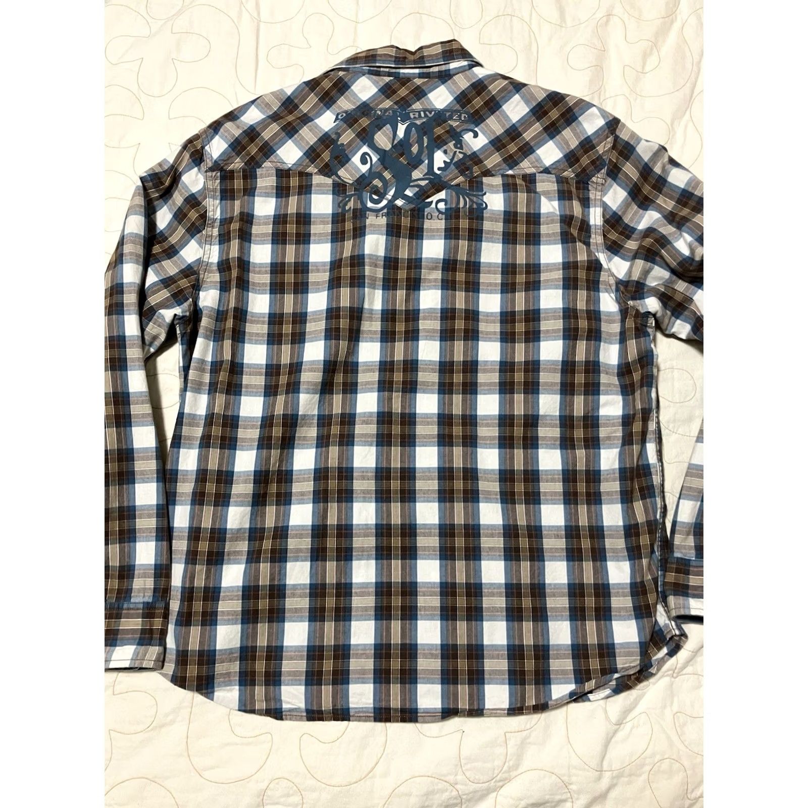 Levi's VINTAGE Levi's Mens XL Plaid Long Sleeve Button-Down Shirt 501 Jeans Printed Back Size US XL / EU 56 / 4 - 4 Thumbnail