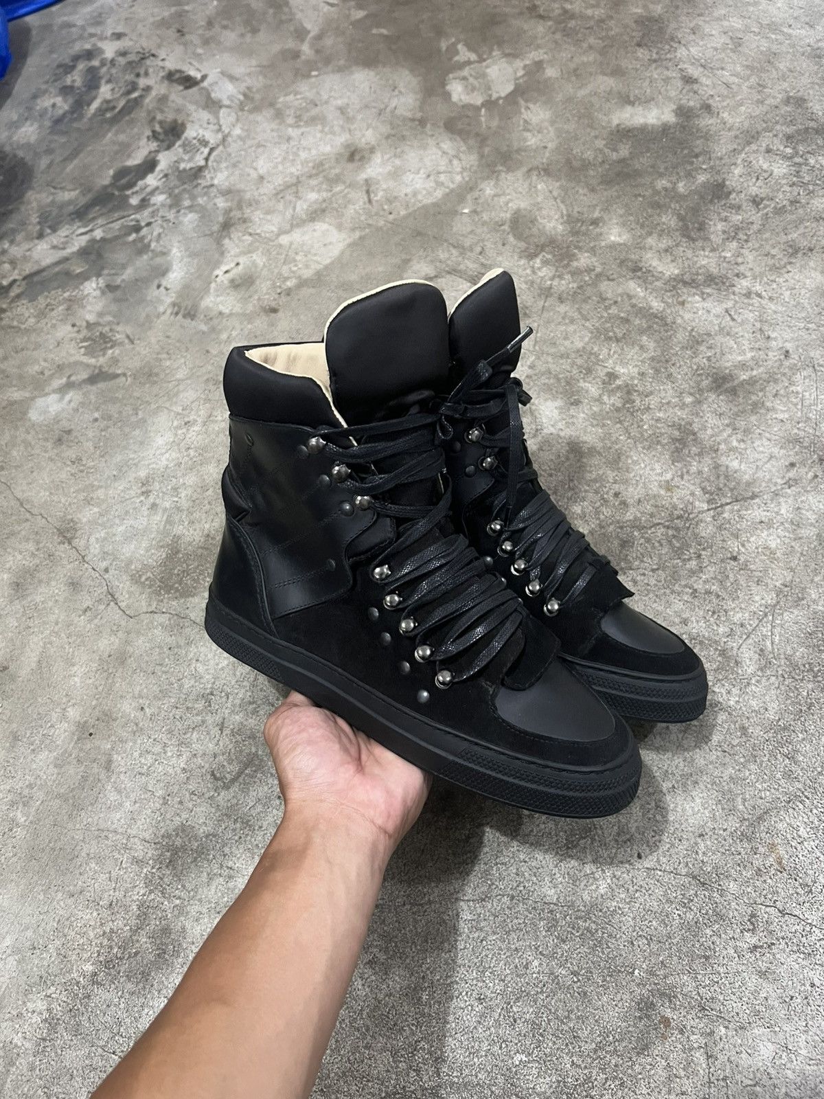 Jean Paul Gaultier 2000’s Jean Paul Gaultier Black Suede Leather High Top Shoes Size US 7.5 / EU 40-41 - 1 Thumbnail