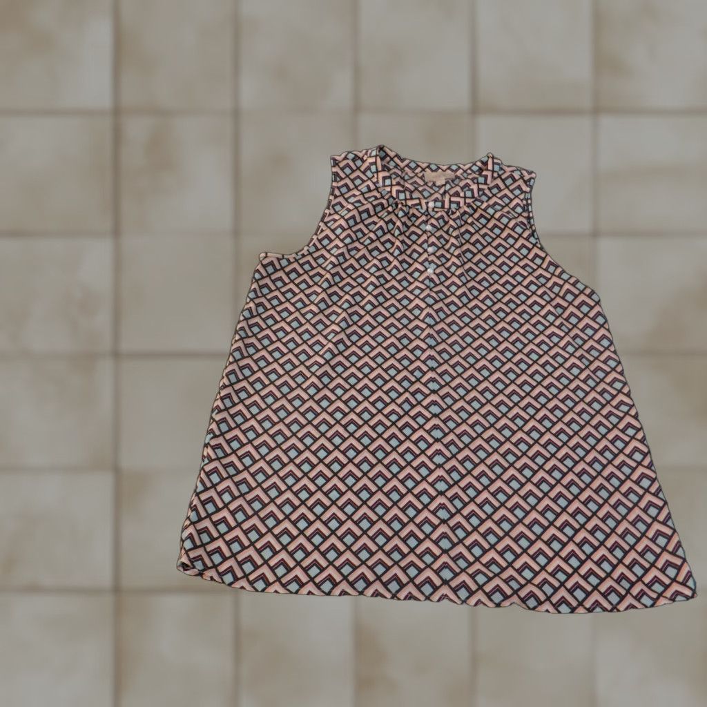 Loft LOFT Outlet Blouse Womens Medium Multicolor Geometric Print Sleeveless Button Top Shirt Size M / US 6-8 / IT 42-44 - 1 Thumbnail