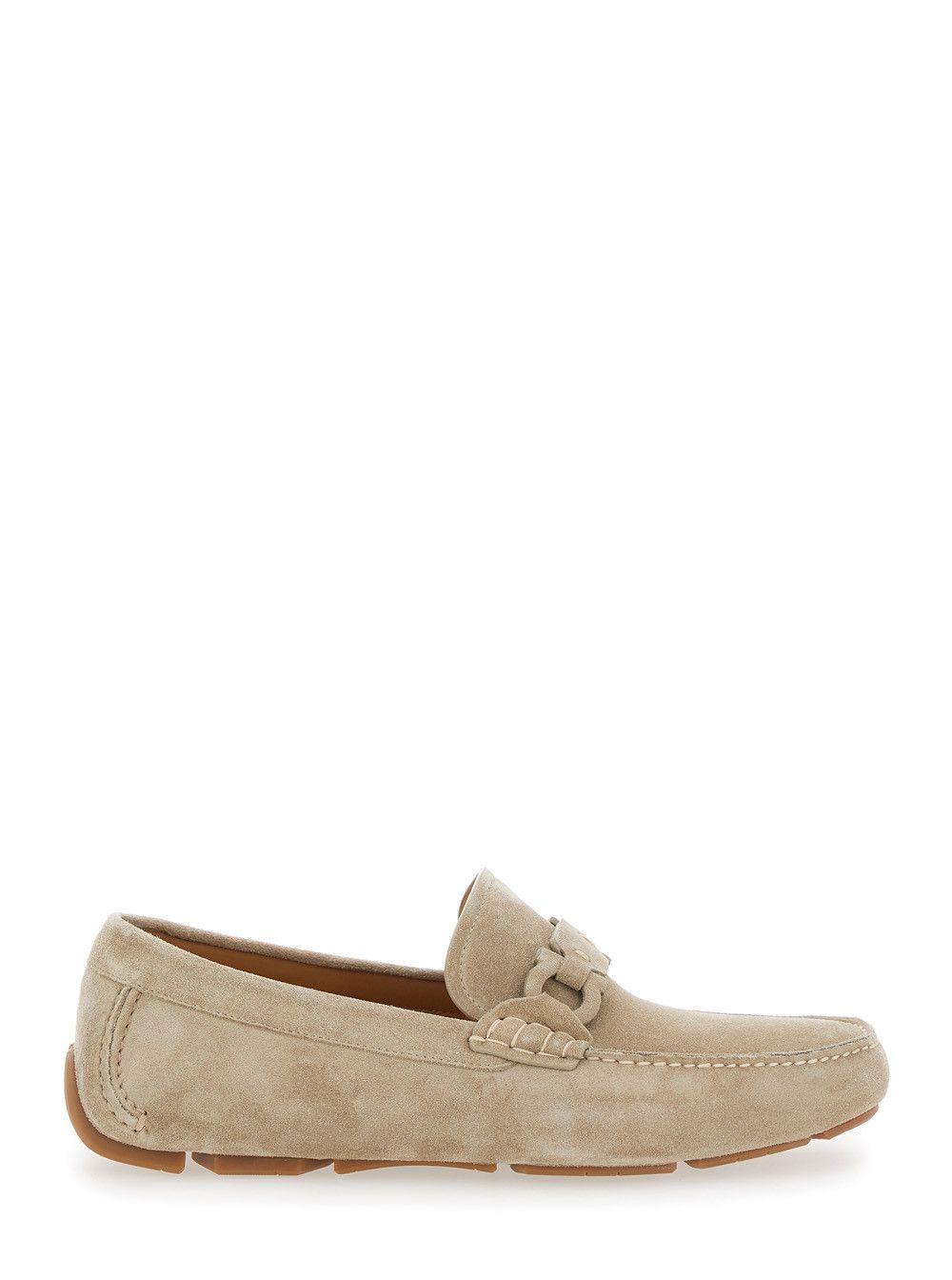 Salvatore Ferragamo Beige Loafers with Ganicini Plaque on the Front in Suede Man Size US 10 / EU 43 - 1 Thumbnail