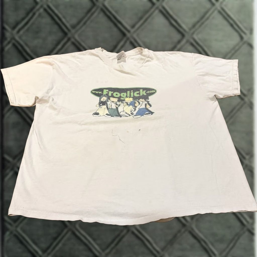 Vintage VINTAGE Froglick T Shirt 90s Y2K Skater XL White Mens T-Shirt Froglick.com Size US XL / EU 56 / 4 - 1 Thumbnail