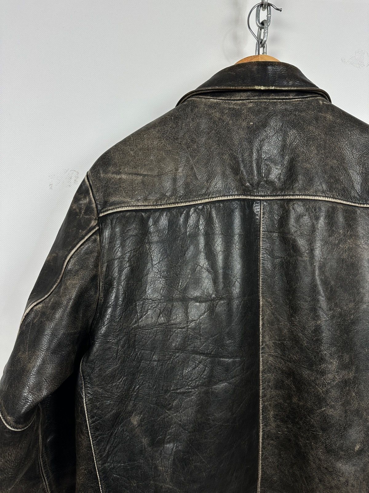 Gap 00s Vintage GAP Distressed Brown Leather Sherpa Lined Jacket Size US M / EU 48-50 / 2 - 16 Thumbnail