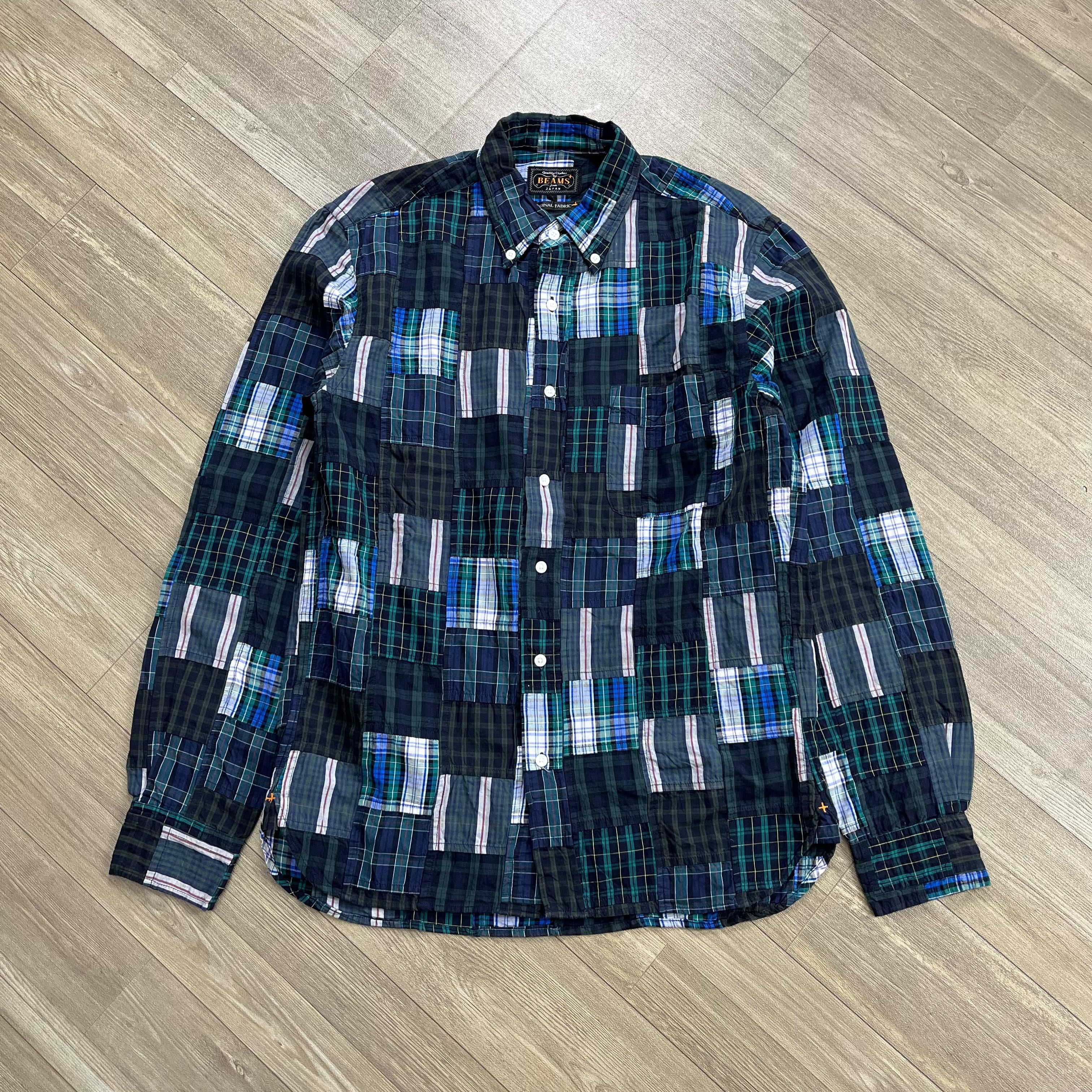 Beams Plus 00's Beams Plus Japanese Brand Patchwork Plaid Long Shirt Size US M / EU 48-50 / 2 - 1 Thumbnail
