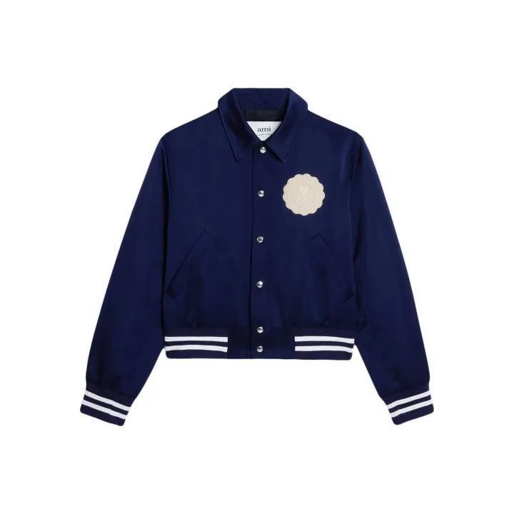 AMI Ami Paris Navy Logo Pattern Jacket -2507 Size US XL / EU 56 / 4 - 1 Thumbnail