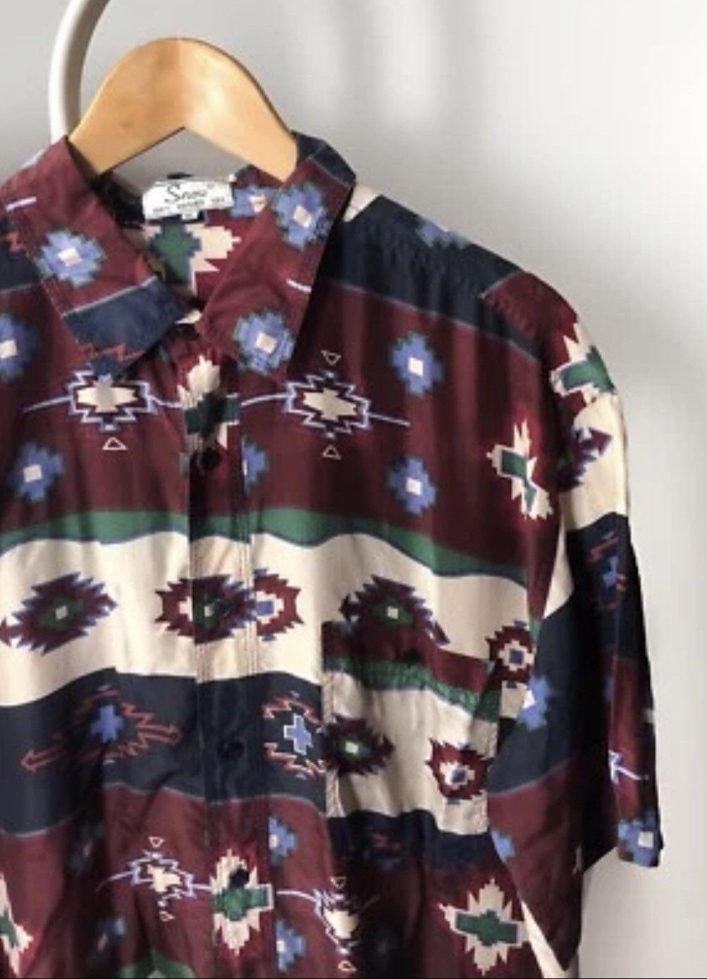 Vintage Silk Shirt | Unique Abstract Print | Men’s Short Sleeve XL Size US XL / EU 56 / 4 - 1 Thumbnail