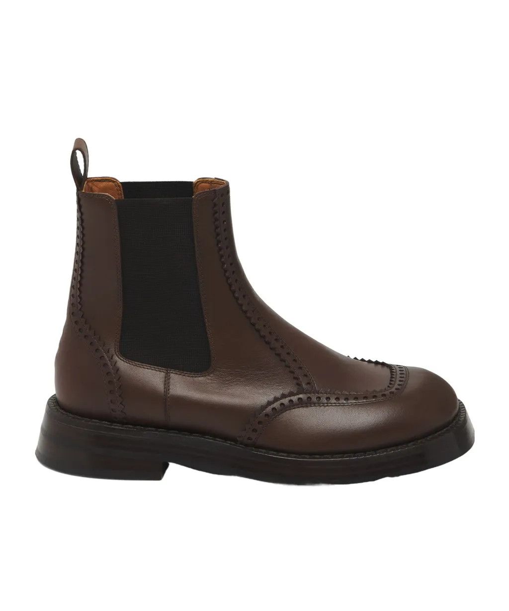 Alexander McQueen o1w1db10126 The Brogue Chelsea Boot in Brown Size US 12 / EU 45 - 1 Thumbnail