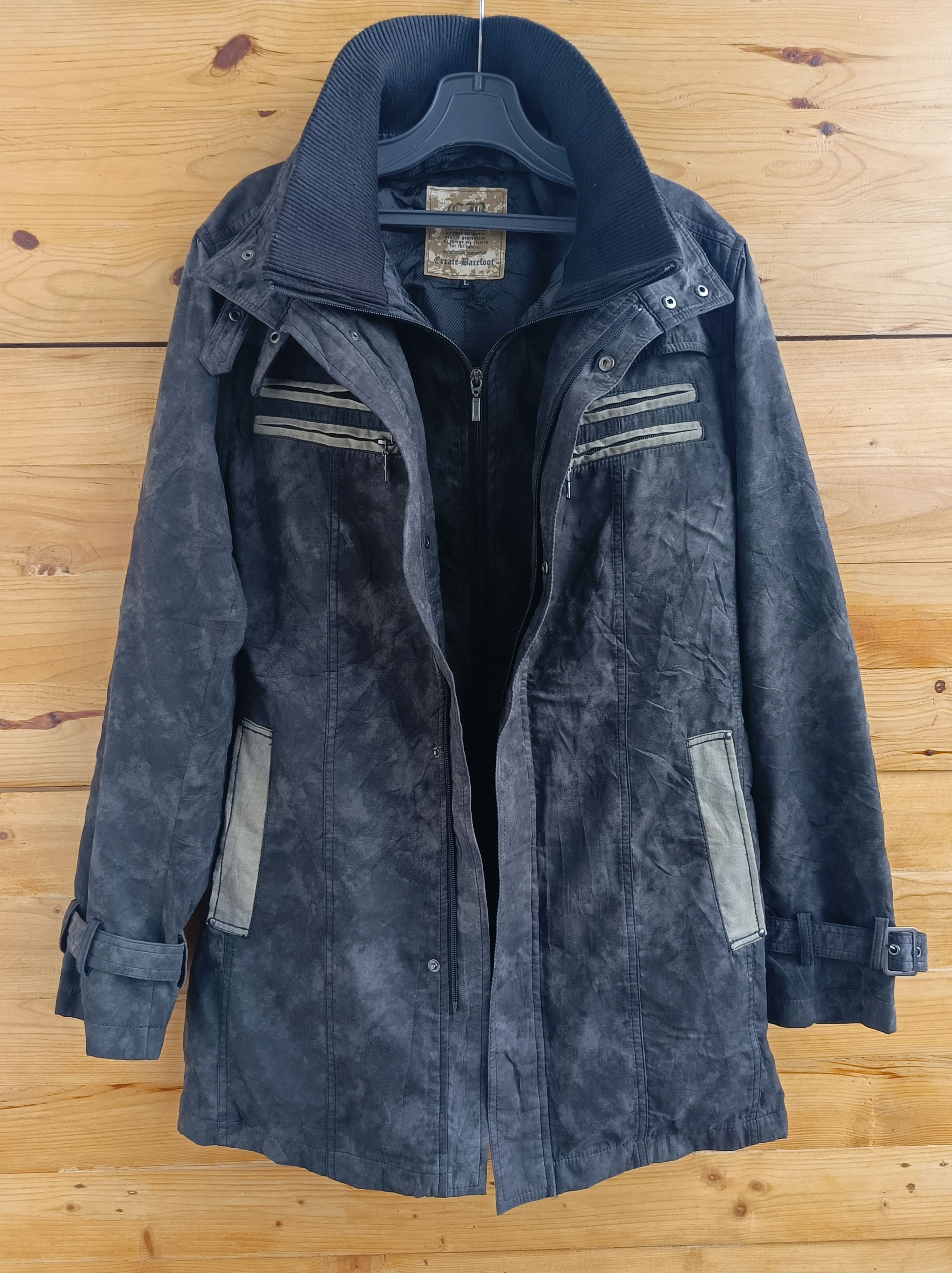14th Addiction Create Barefoot Double Layer Black Acid Wash Bondage Jacket Size US L / EU 52-54 / 3 - 1 Thumbnail