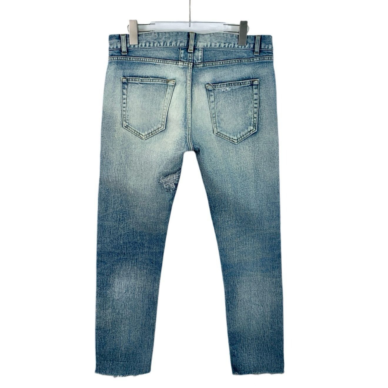 Yves Saint Laurent Saint Laurent Paris Mens Distressed Skinny Fit Blue Denim Je Size 32" / US 10 / IT 46 - 7 Thumbnail