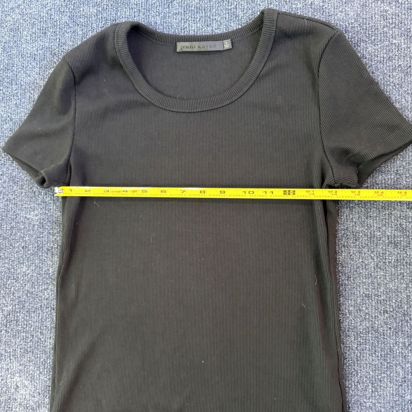Vintage Jenni Kayne Shirt Womens Small Black Ribbed Scoop Neck Short Sleeve Tee Top Size S / US 4 / IT 40 - 6 Thumbnail