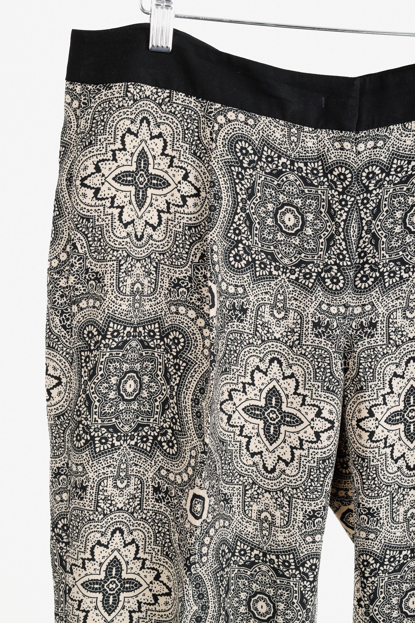 Max Mara Max Mara Weekend Beige & Black Paisley Crepe Trousers Size 34" / US 12 / IT 48 - 3 Thumbnail