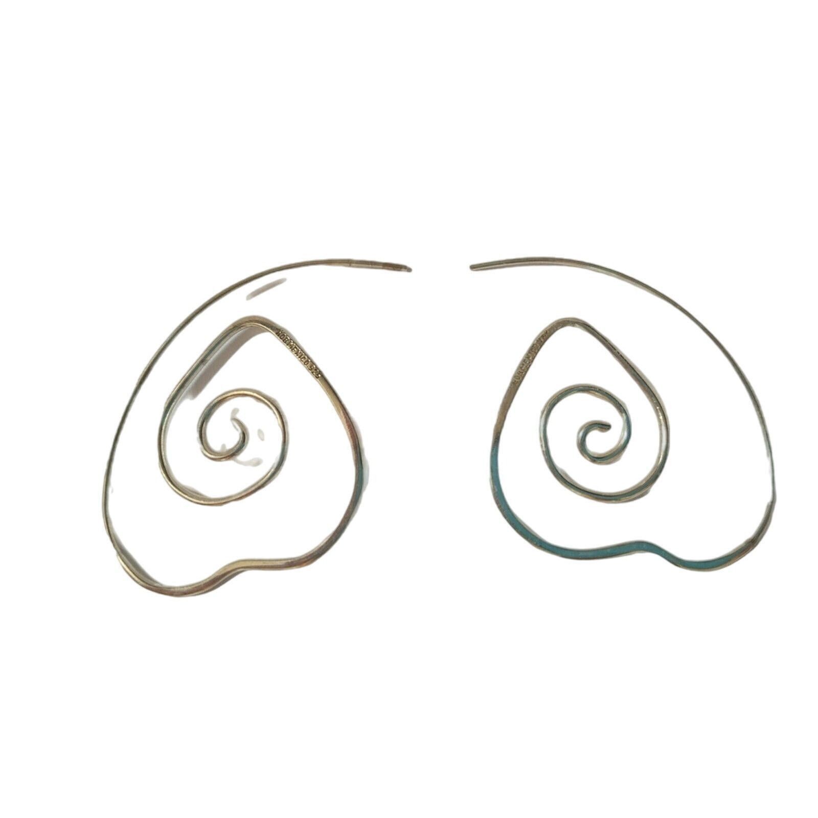 The Unbranded Brand HOB Mexico Signed Hearts Hoop Earrings Sterling Silver 925 Size ONE SIZE - 1 Thumbnail