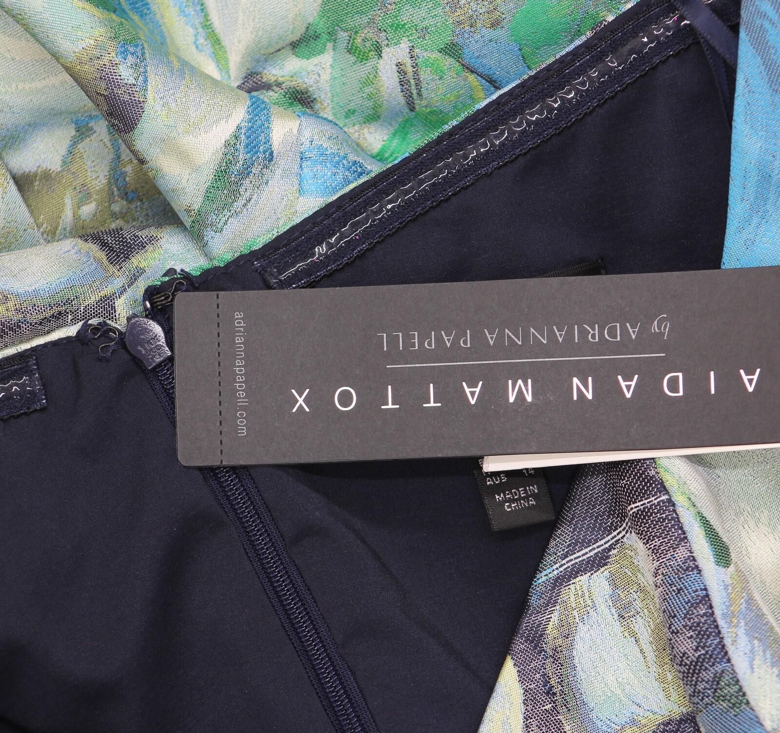 Other Nwt Aidan Mattox By Adrianna Papell Dress Blue Multi 10 Size L / US 10 / IT 46 - 5 Thumbnail