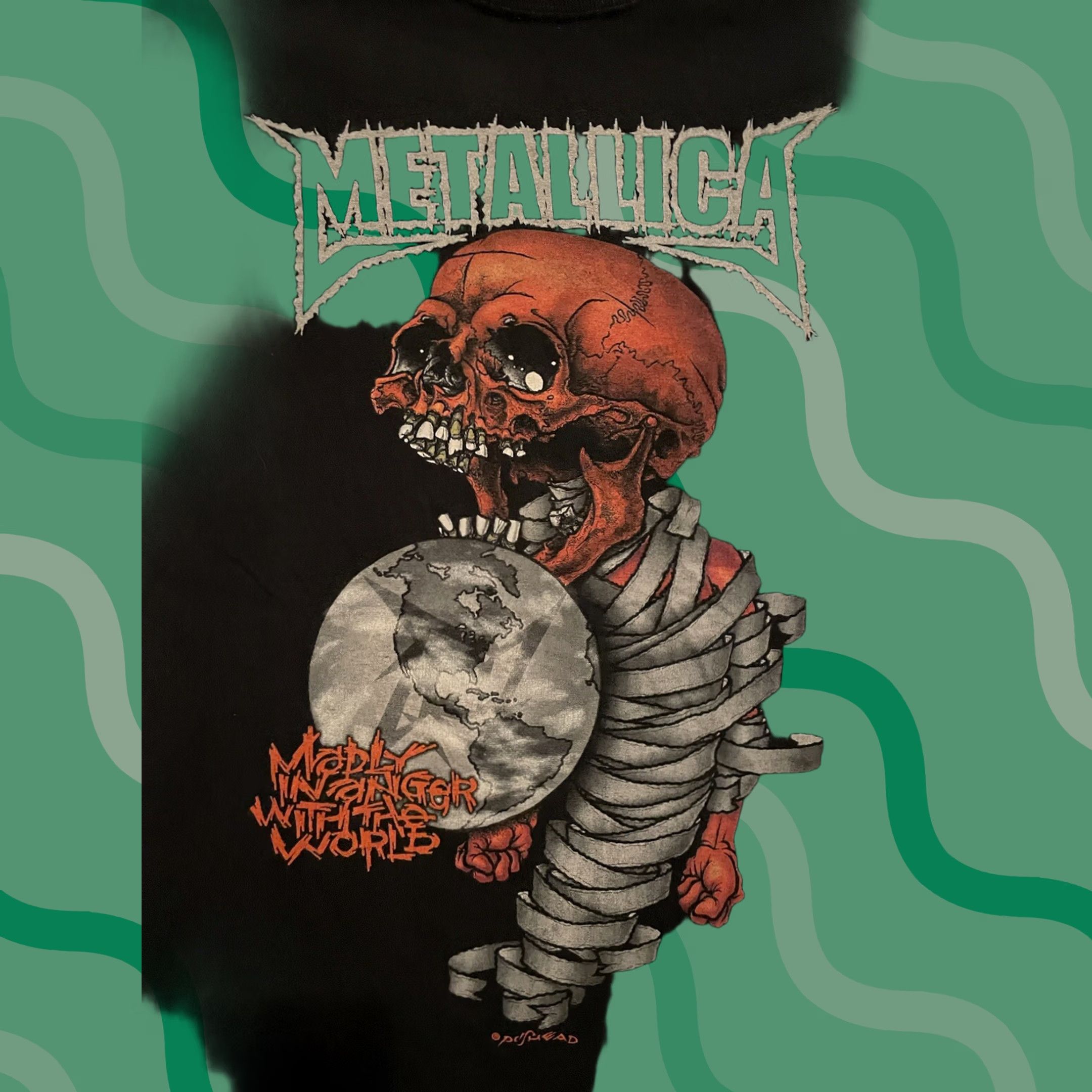 Vintage VINTAGE Metallica T-Shirt Black Crew Neck Short Sleeve Size S Unisex Adults 2004 Angry At The World Tour Pushead Size US S / EU 44-46 / 1 - 1 Thumbnail