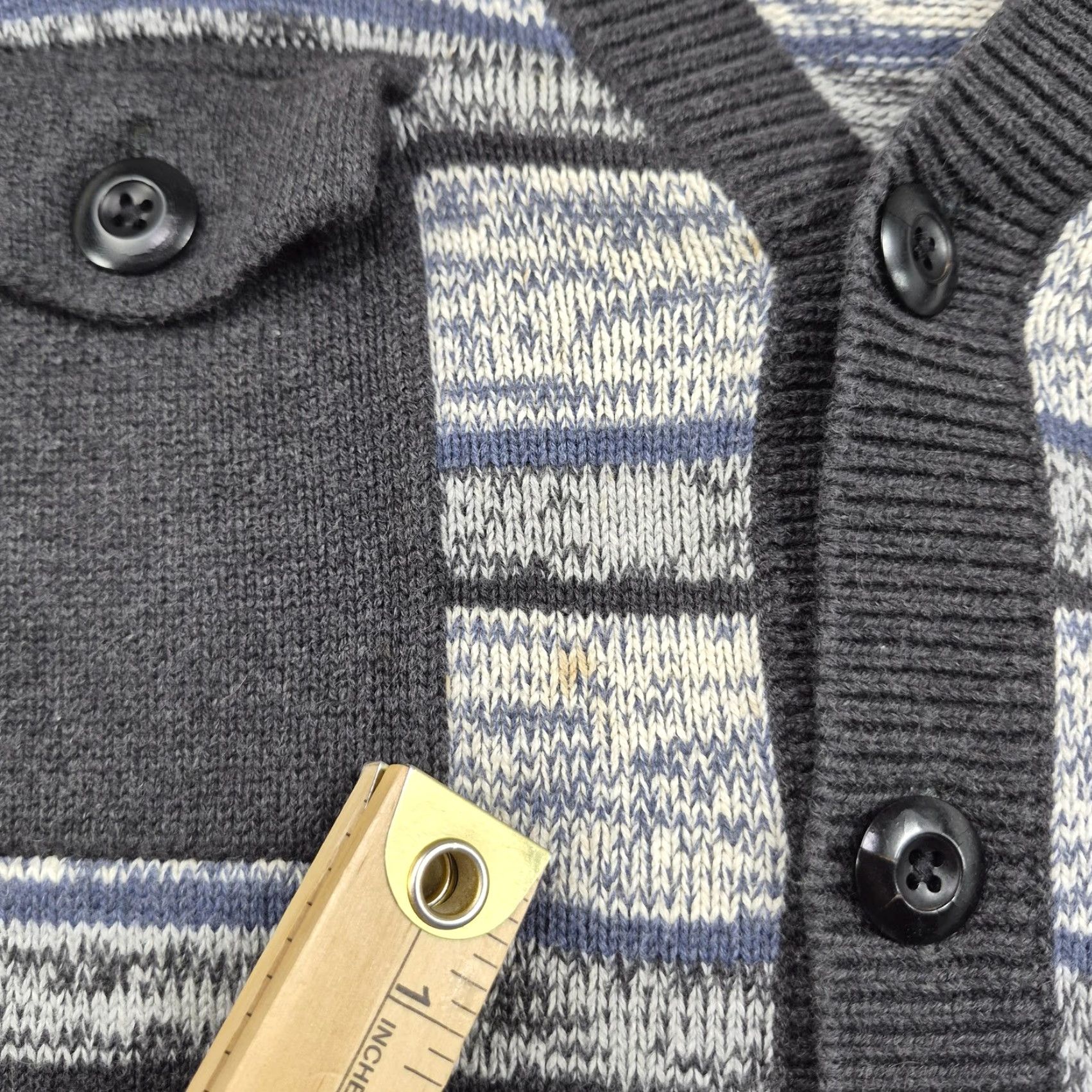 Levi's VINTAGE Levi's Cardigan Sweater Mens M Gray Striped Chest Pockets Button Up Knit 90s Casual Size US M / EU 48-50 / 2 - 6 Thumbnail
