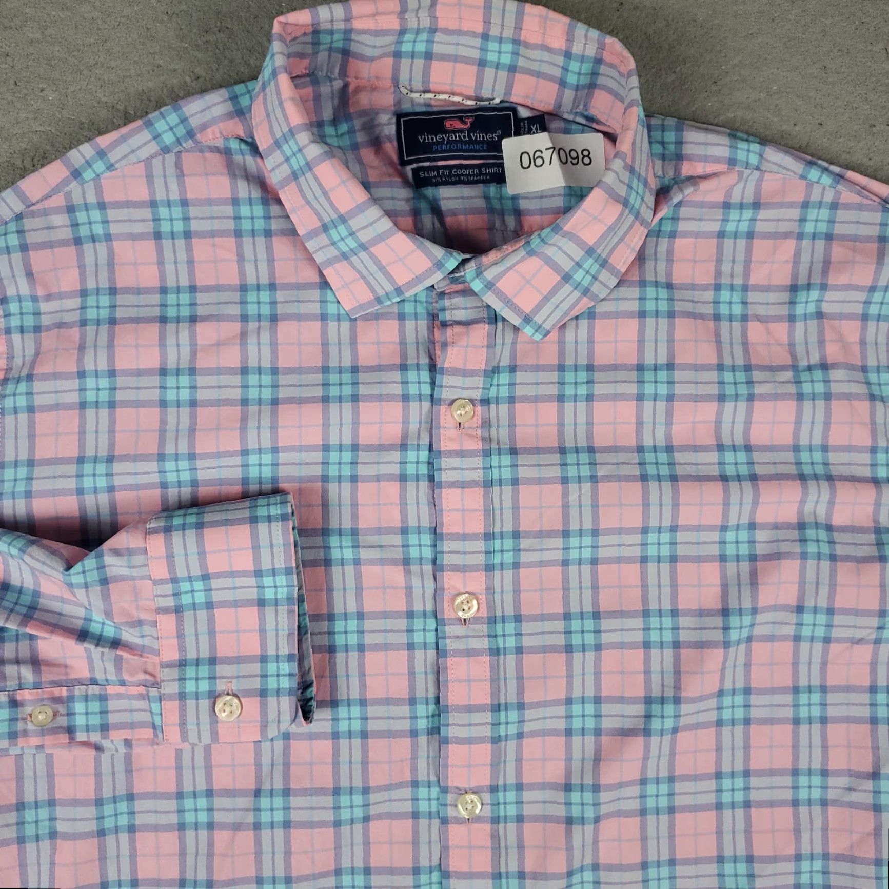 Vineyard Vines Vineyard Vines Shirt Mens XL Pink Plaid Slim Fit Cooper Performance Nylon Shirt Size US XL / EU 56 / 4 - 2 Thumbnail