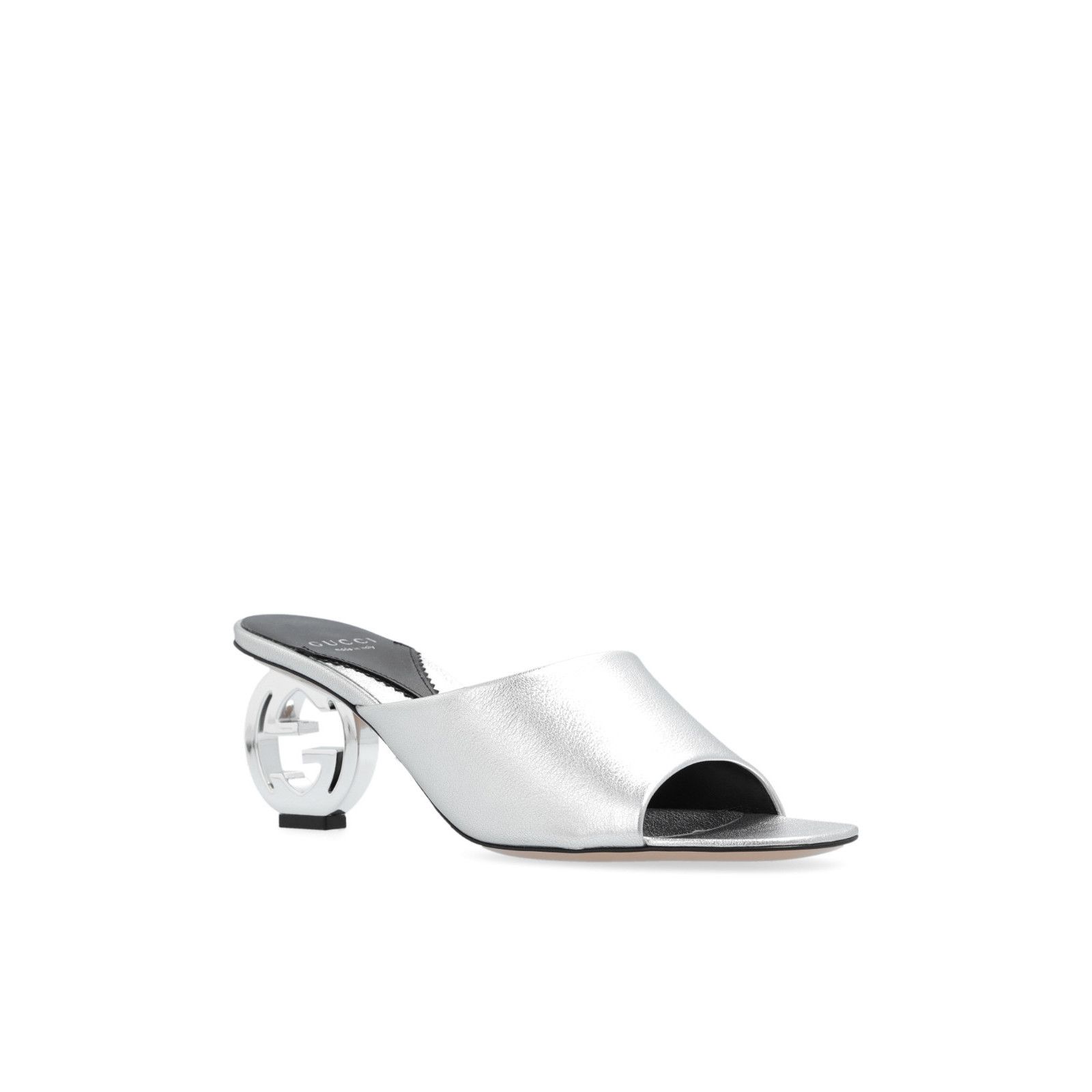 Gucci GUCCI Interlocking G Silver Leather 80mm Mules New & Authent Size US 6 / IT 36 - 1 Thumbnail