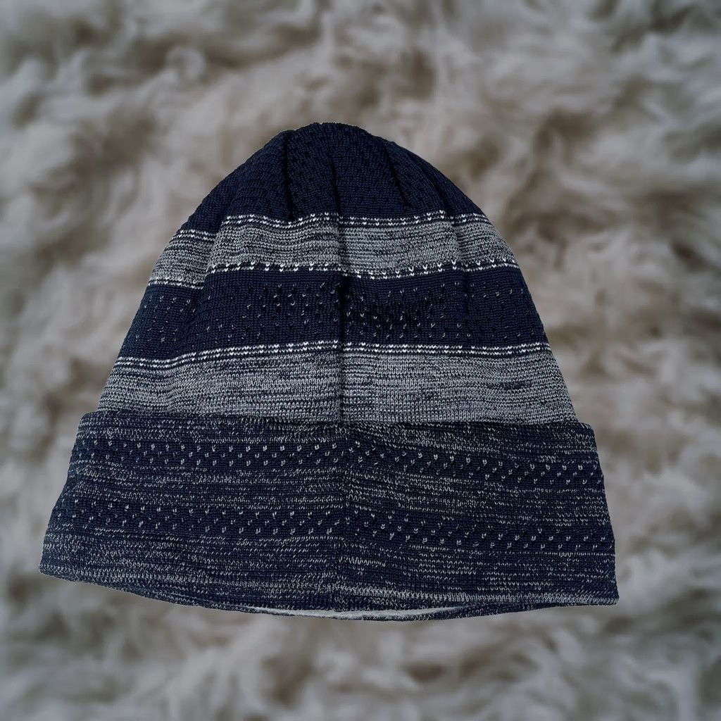 New Era New Era Beanie Adults Winter Snow Hat Cap 100% Polyester Navy Gray Striped Multicolor Size ONE SIZE - 1 Thumbnail