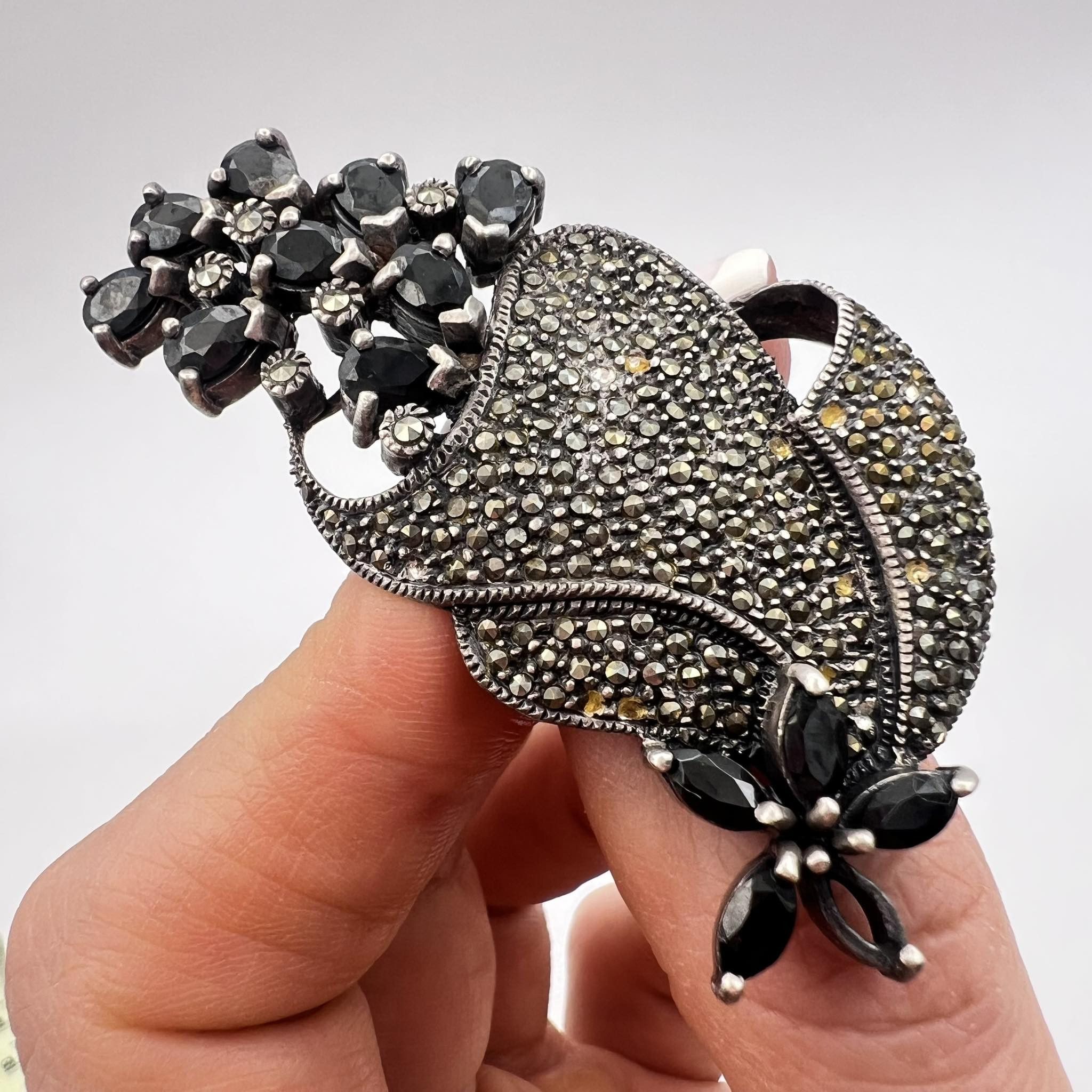 Vintage Vintage Sterling Silver 925 pin Brooch Marcasite Signed Size ONE SIZE - 4 Thumbnail