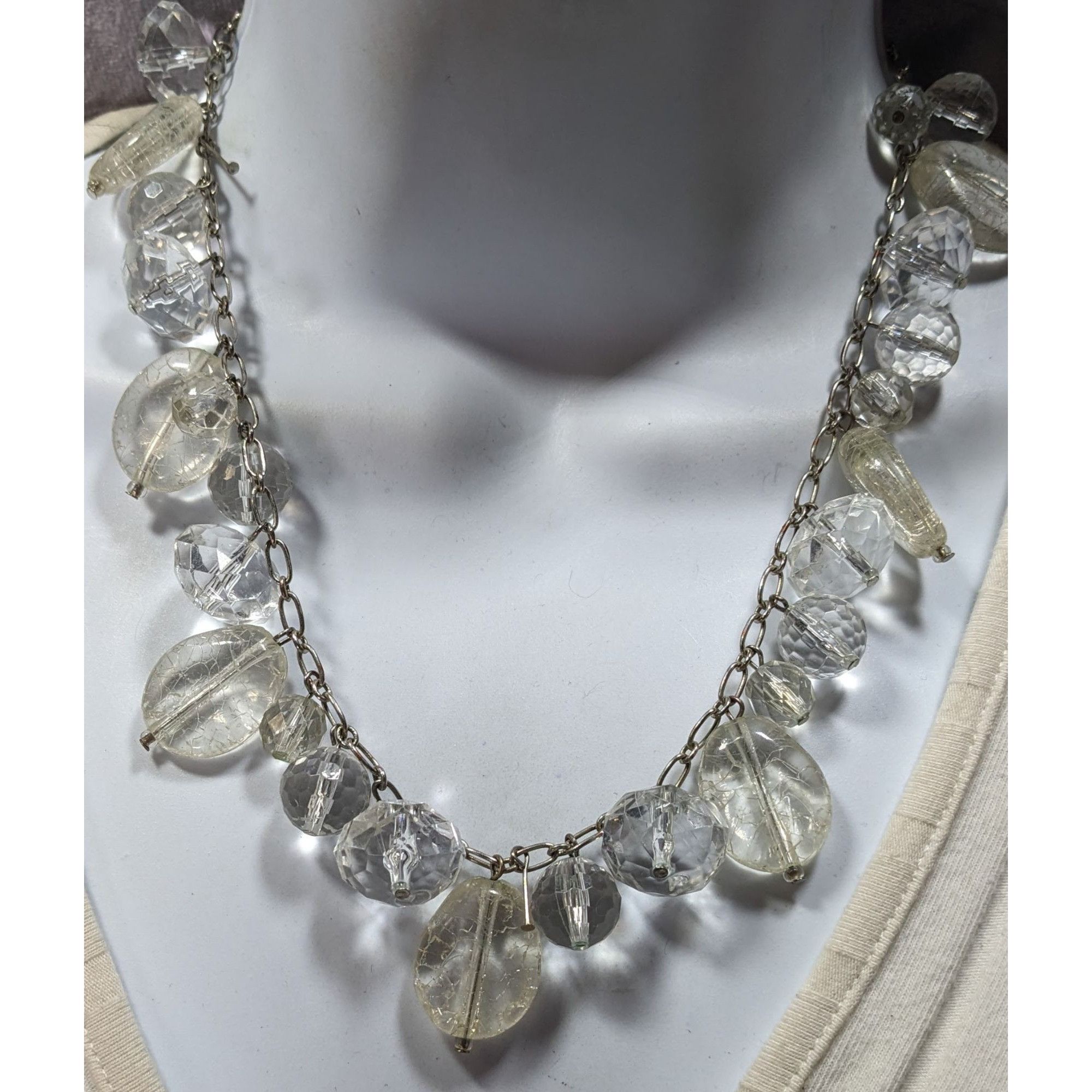 Other Elegant Glam Clear Beaded Statement Necklace With Silver Ton Size ONE SIZE - 4 Thumbnail