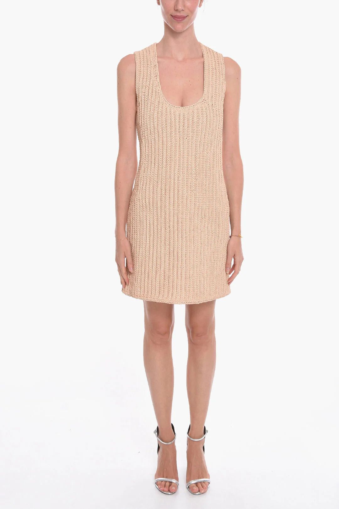 Bottega Veneta og1mm0426 Handwoven Leather Midi Dress in Pink Size XS / US 0-2 / IT 36-38 - 1 Thumbnail