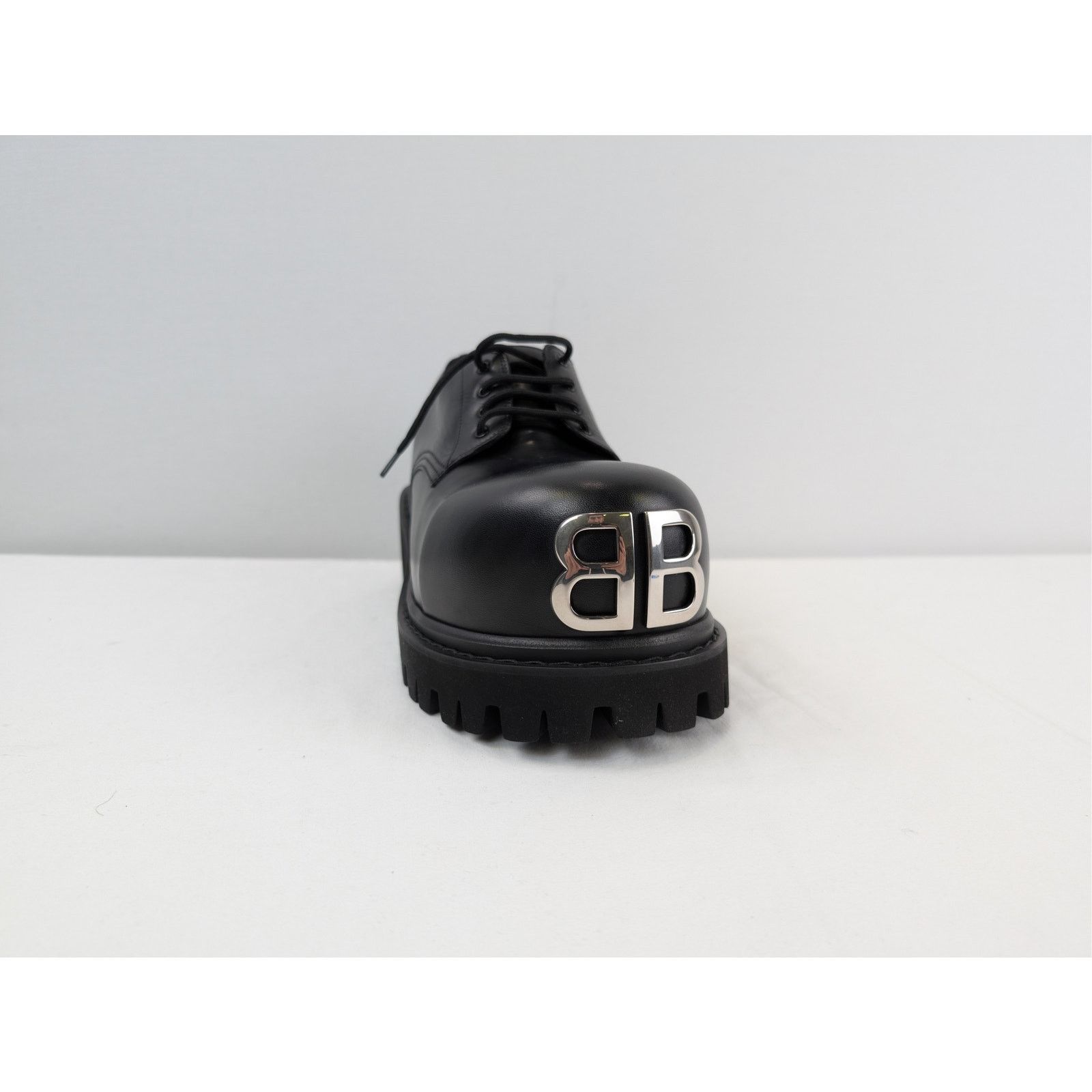 Balenciaga o1rshd1 Soft Calfskin Stomper Derbie BB Boots in Black Size US 8 / EU 41 - 2 Thumbnail