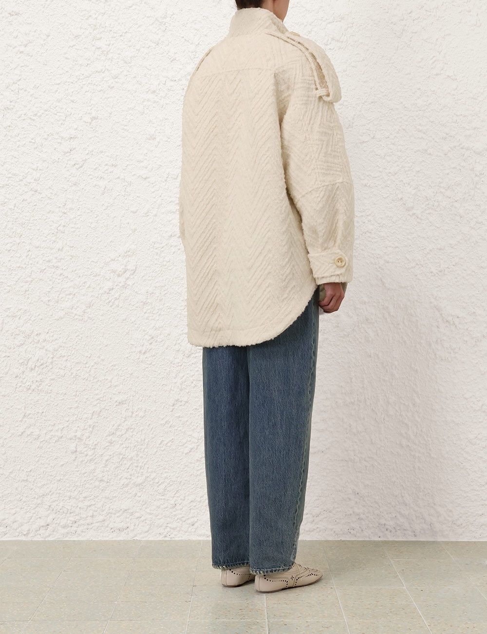 Zimmermann oc11z0825 Illustration Chevron Jacket in Cream Size M / US 6-8 / IT 42-44 - 4 Thumbnail