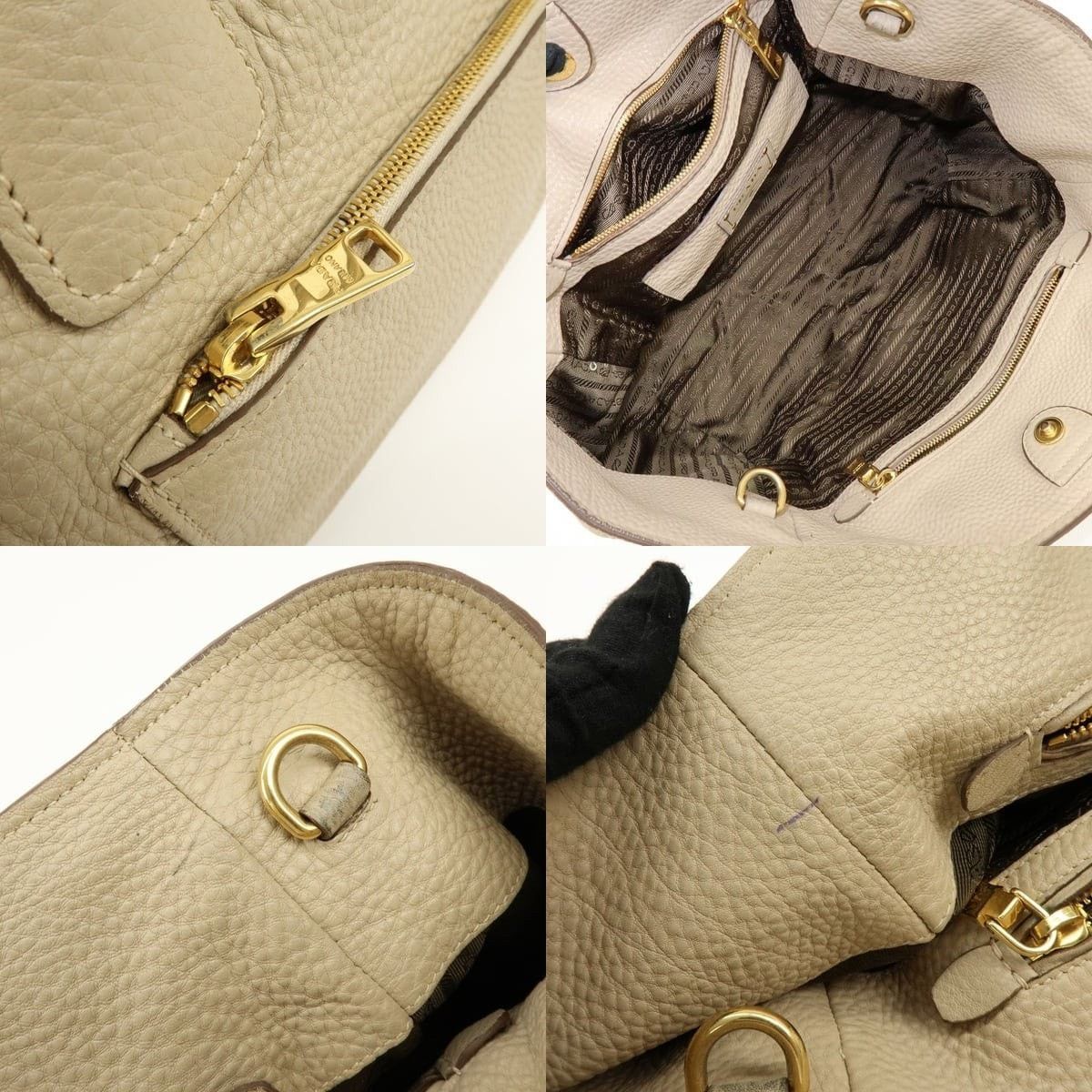 Prada Prada Vitello Daino Shoulder Bag Beige Size ONE SIZE - 7 Thumbnail