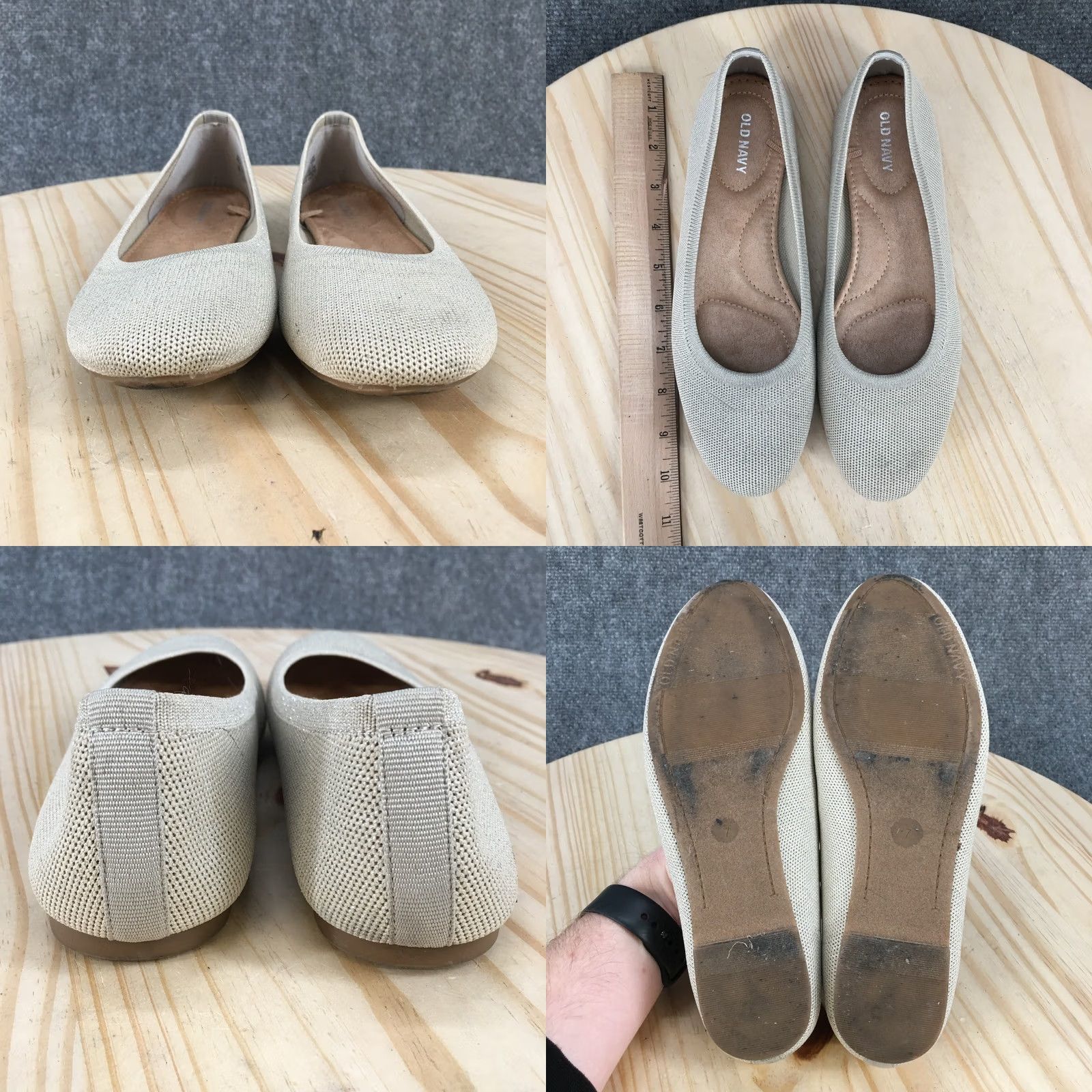 Old Navy Old Navy Womens Ballet Flat Beige Almond Toe Knit Casual Low Top, Size 7, Slip On, Flat Heel, Comfortable Walking Shoes Size M / US 6-8 / IT 42-44 - 8 Thumbnail