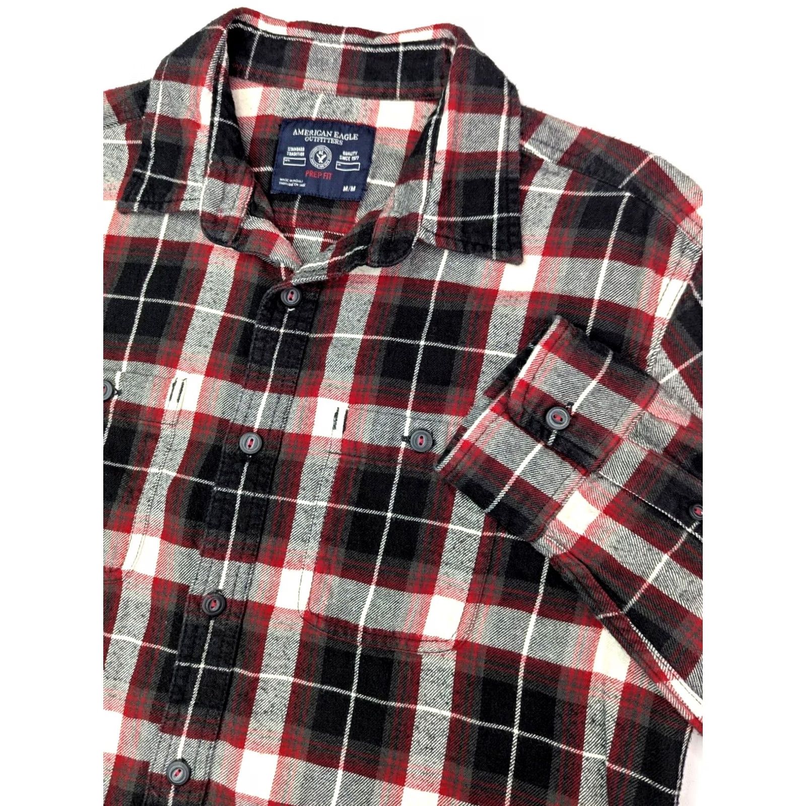 American Eagle Outfitters American Eagle Outfitters Plaid Cotton Flannel Shirt Men M Red Lightweight EUC Size US M / EU 48-50 / 2 - 2 Thumbnail