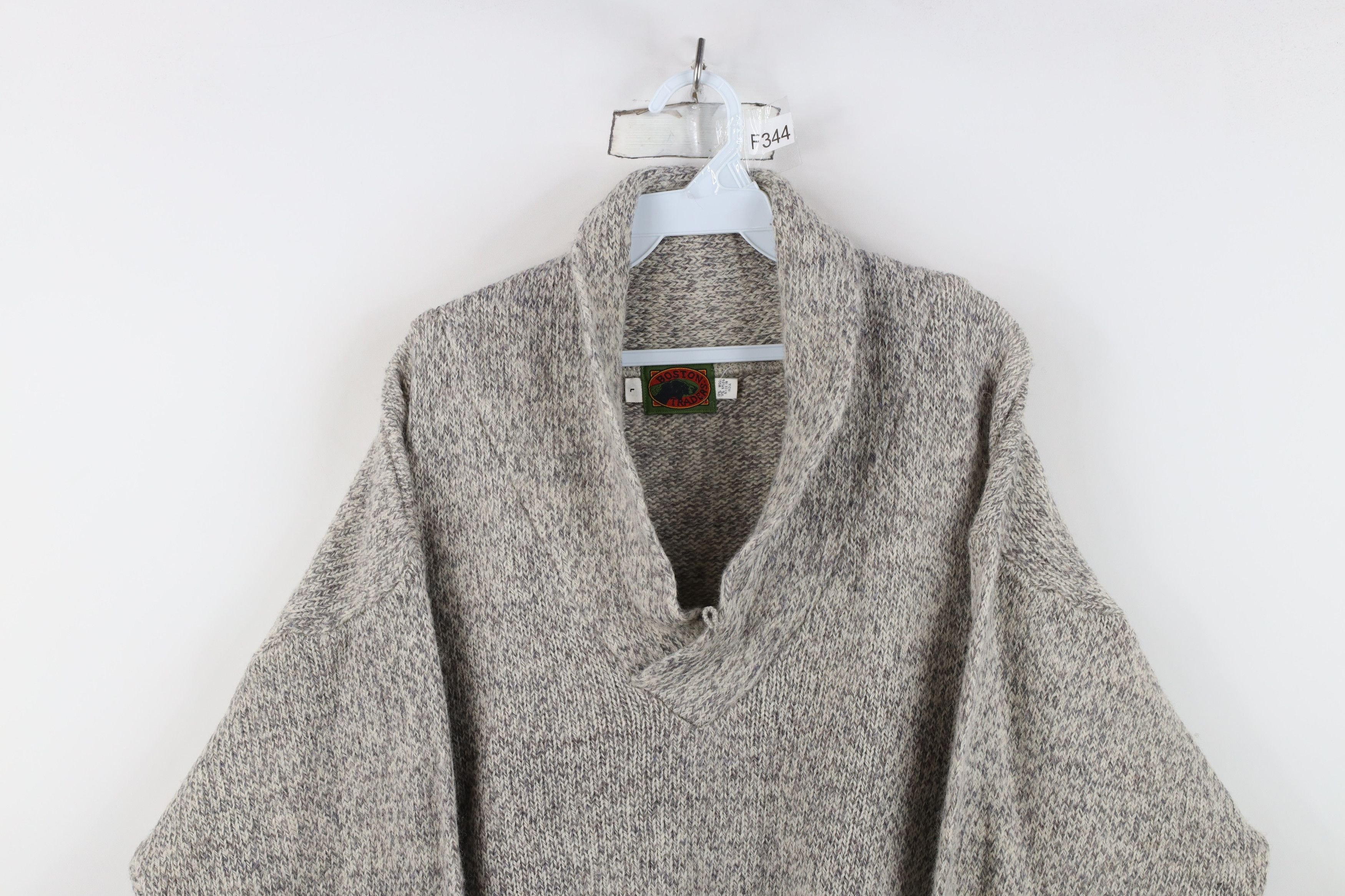 Vintage Vintage 90s Streetwear Blend Knit Shawl Collar Sweater Gray Size US L / EU 52-54 / 3 - 2 Thumbnail