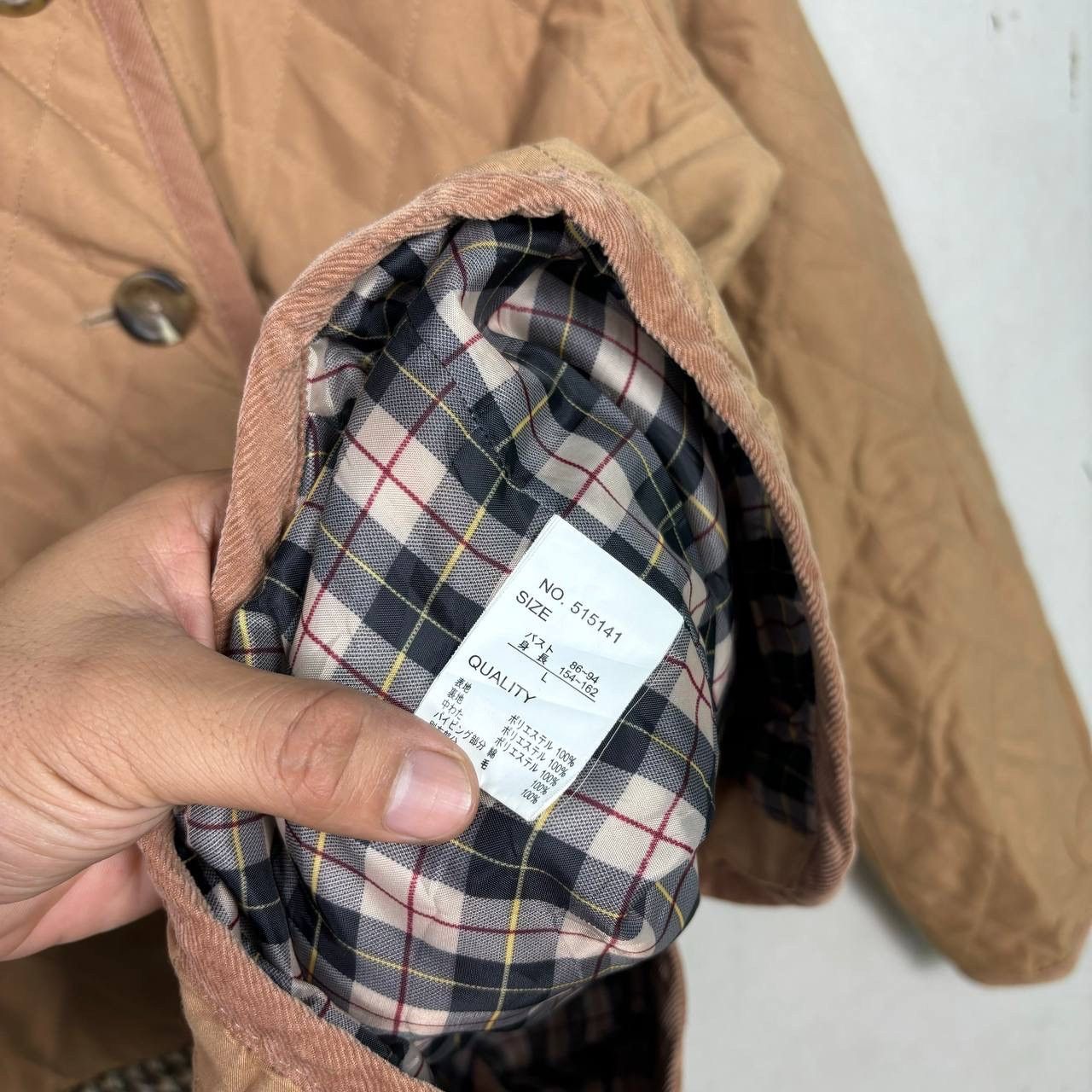 Harris Tweed Quilted Jacket Natural Palette Brown M