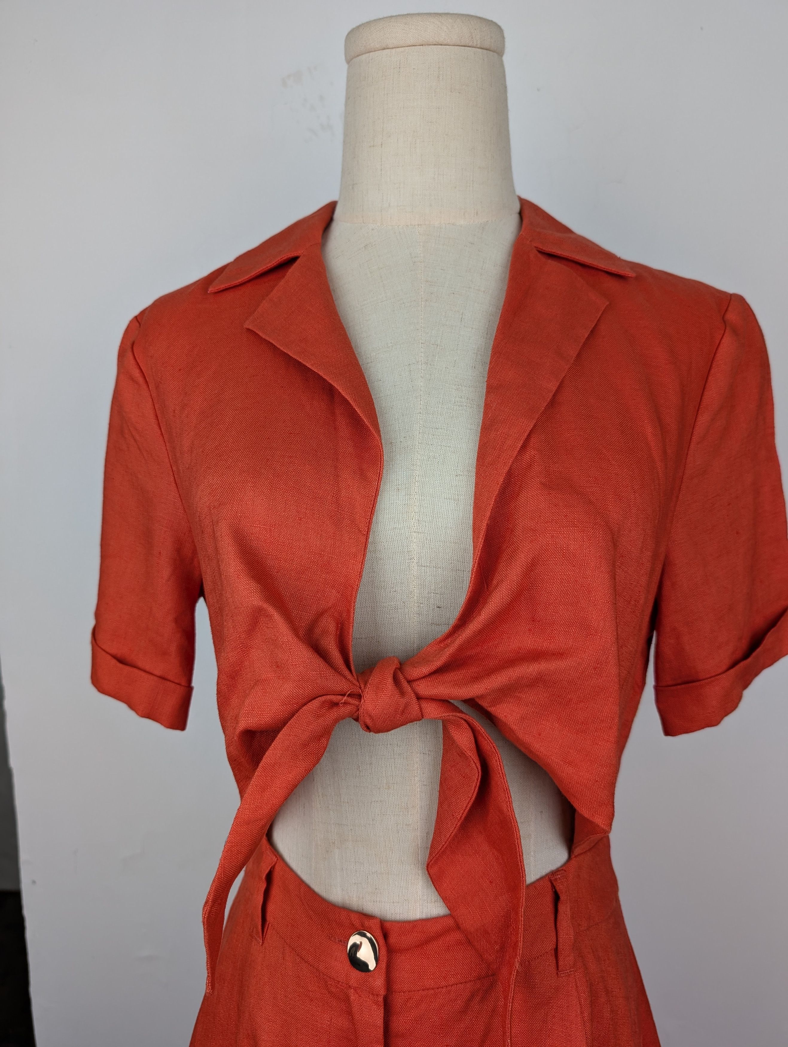 Staud Staud Orange Tie-Knotted Midi Dress Size XS / US 0-2 / IT 36-38 - 5 Thumbnail