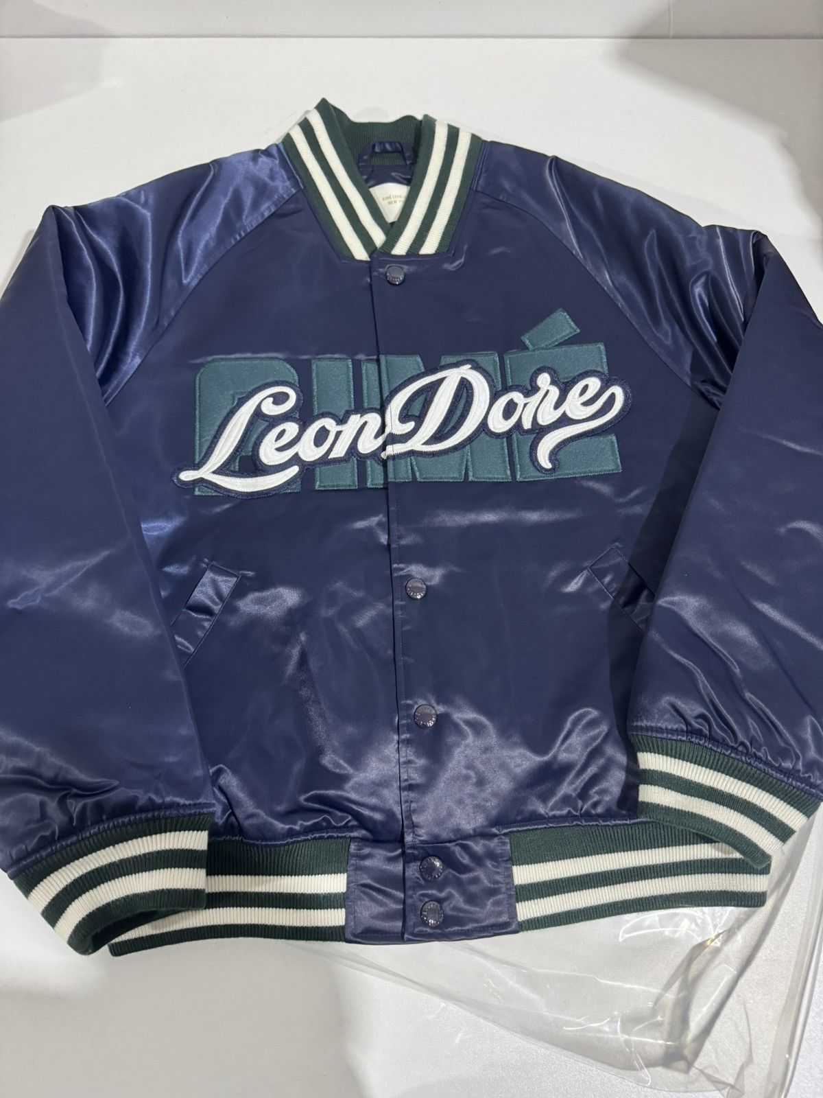 Aime Leon Dore Overlay logo satin varsity jacket Size US M / EU 48-50 / 2 - 1 Thumbnail