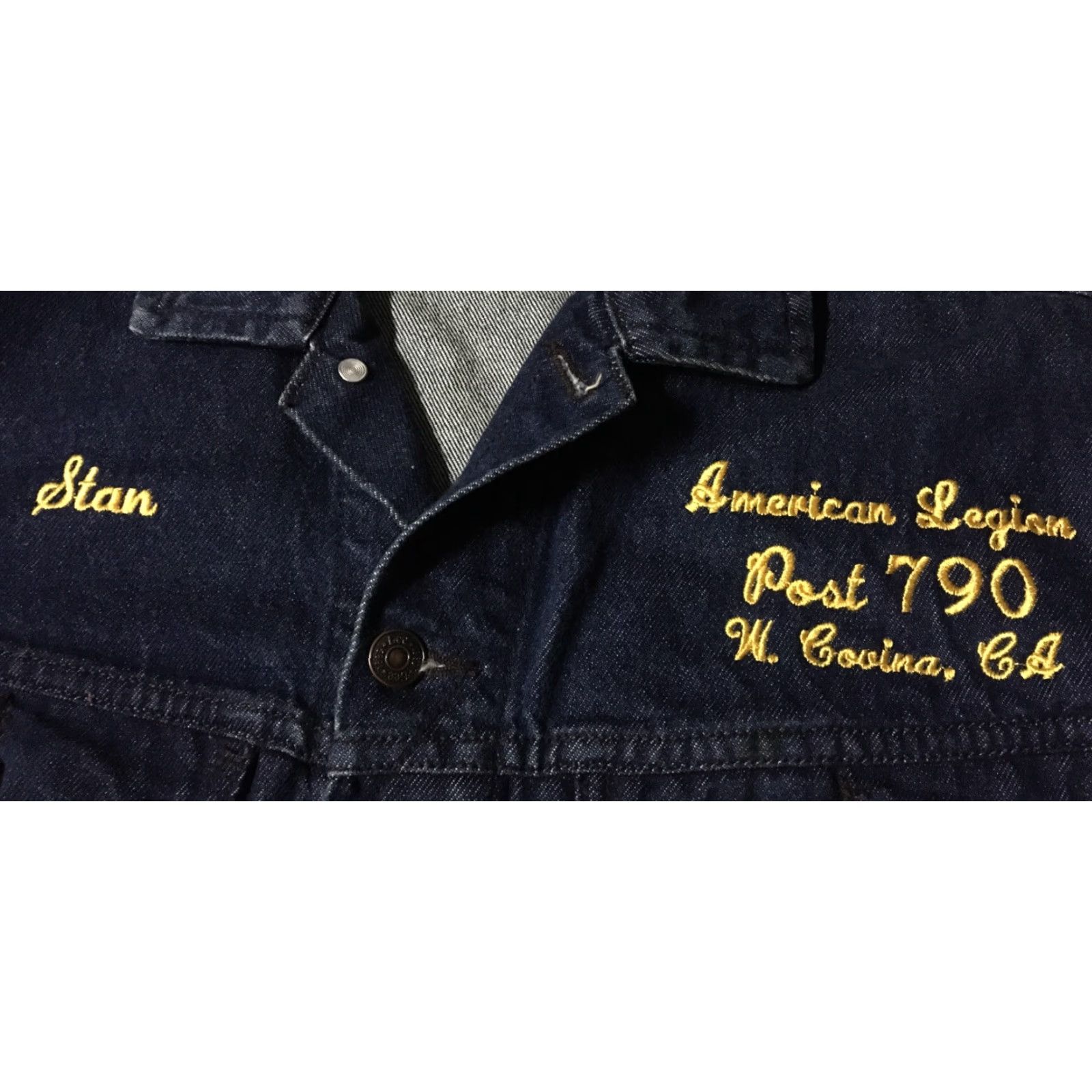 Lee VINTAGE Lee Denim Jacket US Army 5th Special Forces Vietnam Bald Eagle American Flag Blue L Men Jacket 80s 90s Size US L / EU 52-54 / 3 - 5 Thumbnail