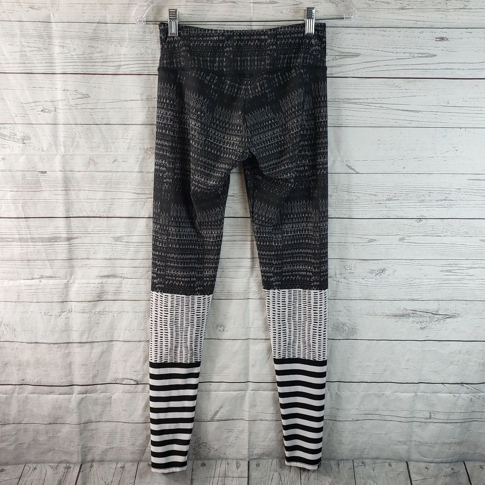 Vintage Onzie Womens Leggings Striped Full Length Black White XS Size 26" / US 2 / IT 38 - 3 Thumbnail