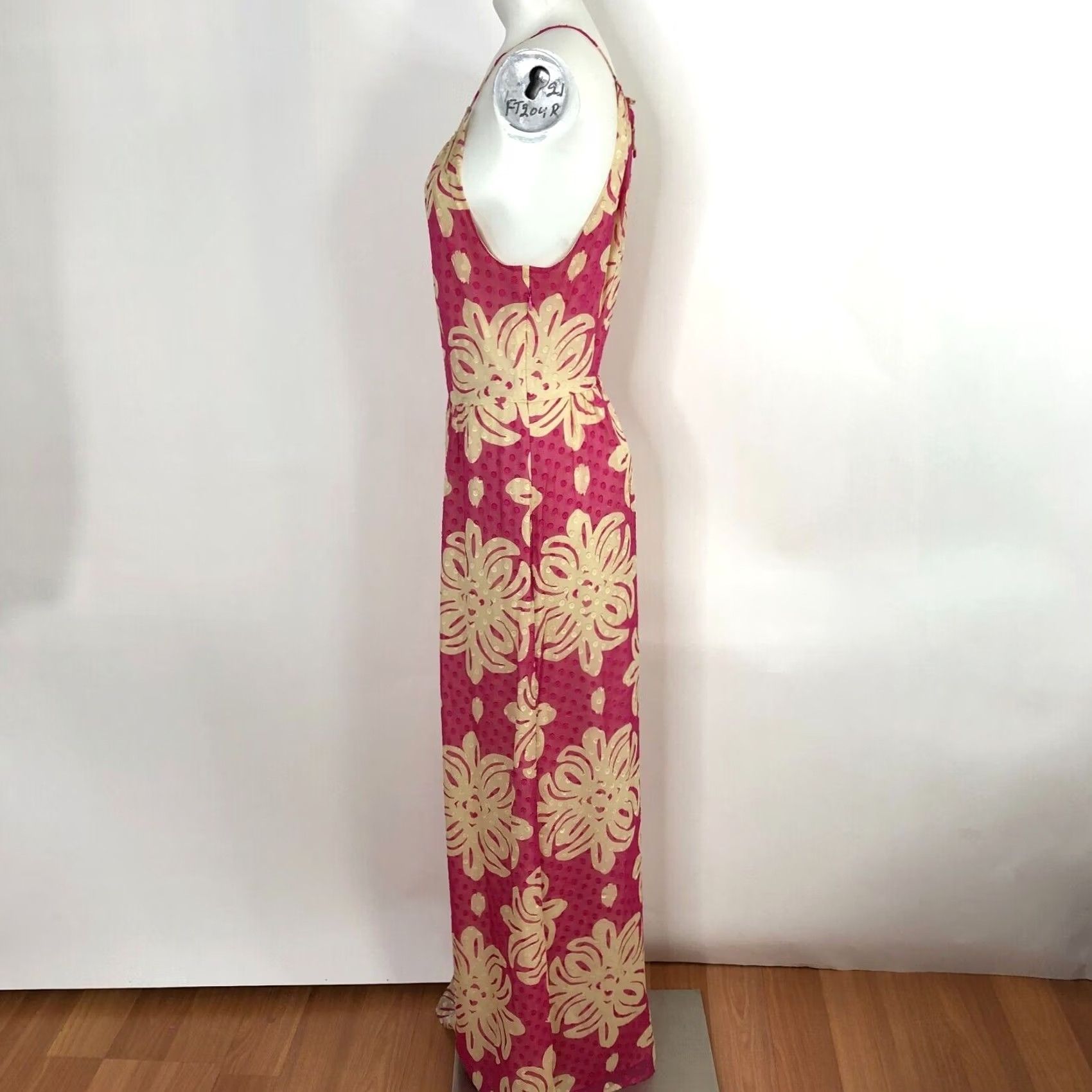 Vineyard Vines Vineyard Vines Maxi Dress Halter Pink Ivory 4 Women Sleeveless Long Silk Blend 14 Size S / US 4 / IT 40 - 3 Thumbnail